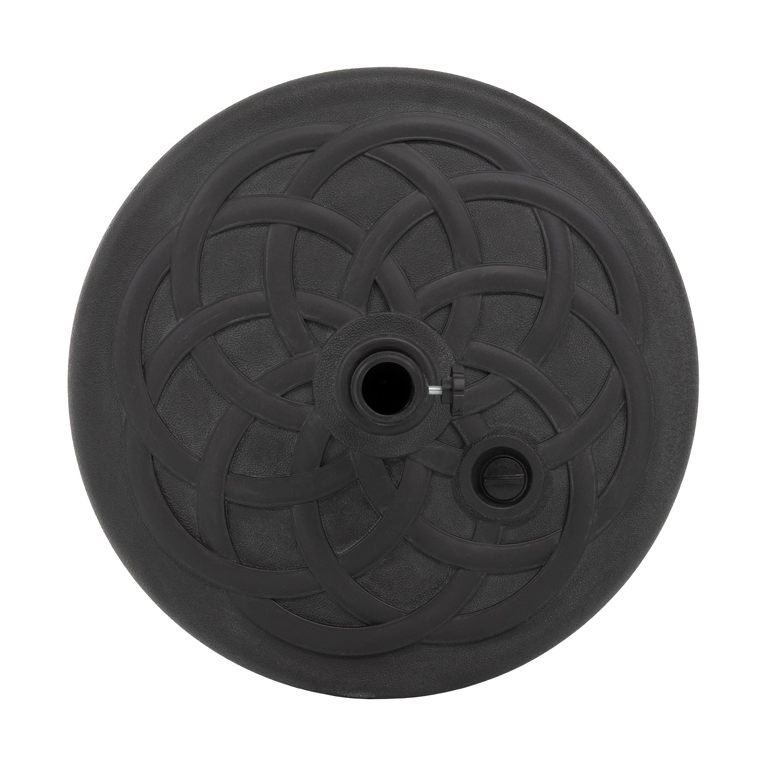 VESTIAMO CASA GIARDINO - Base Ombrellone Tonda in polietilene Nero 28kg diametro 57 cm - Riempibile con Acqua