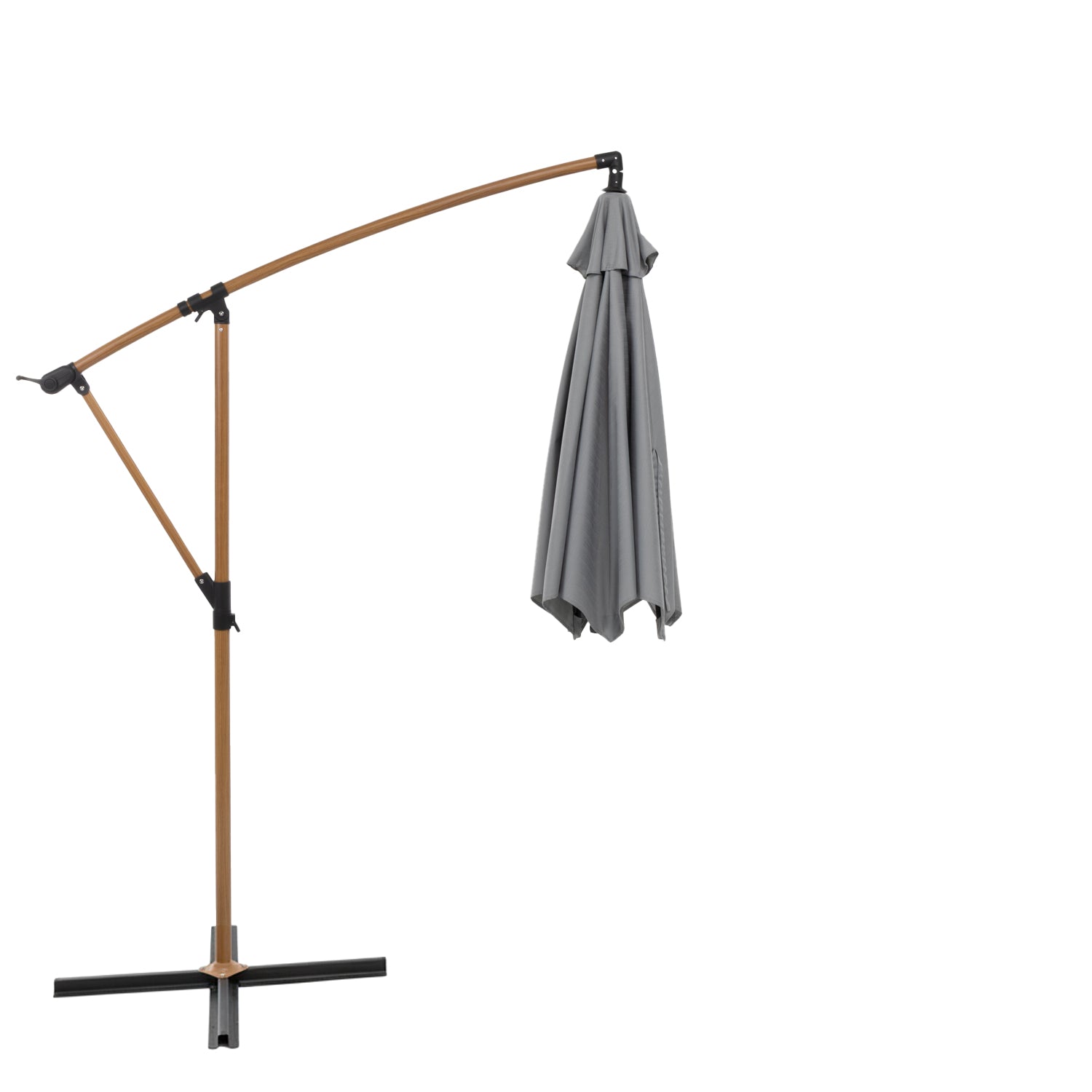 VESTIAMO CASA GIARDINO - Ombrellone da giardino Decentrato con Braccio Laterale e Telo Grigio - h2,54 x diametro 2,7 metri