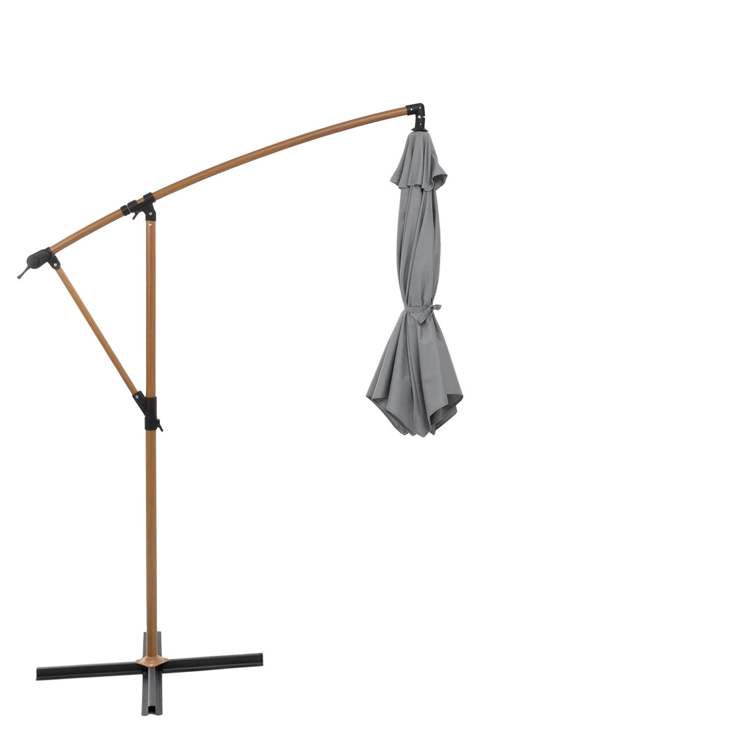 VESTIAMO CASA GIARDINO - Ombrellone da giardino Decentrato con Braccio Laterale e Telo Grigio - h2,54 x diametro 2,7 metri