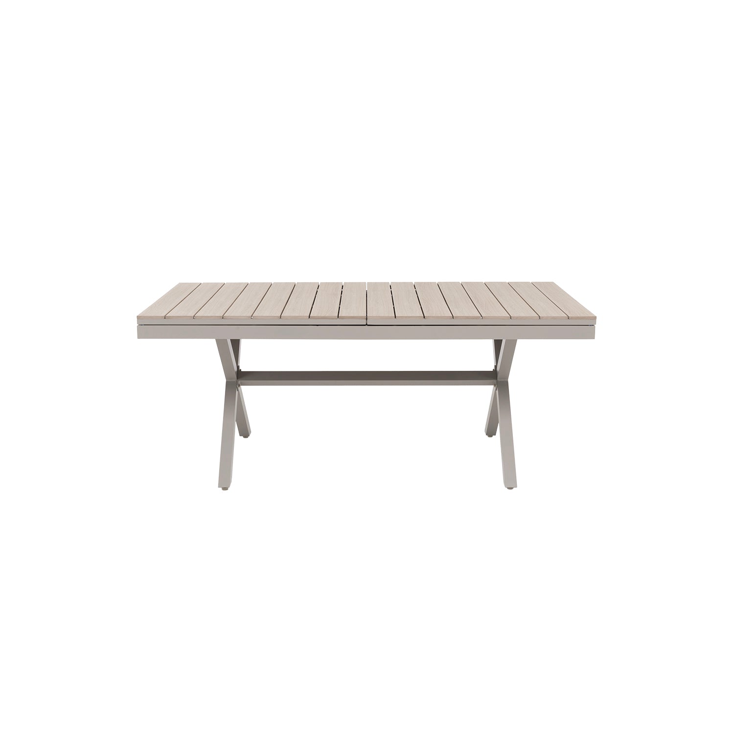 VESTIAMO CASA GIARDINO - Set da giardino 9 pezzi Tavolo Estensibile con 8 Sedie struttura in alluminio Grigio, Top in Legno Sintetico (HDPE) e cuscini inclusi