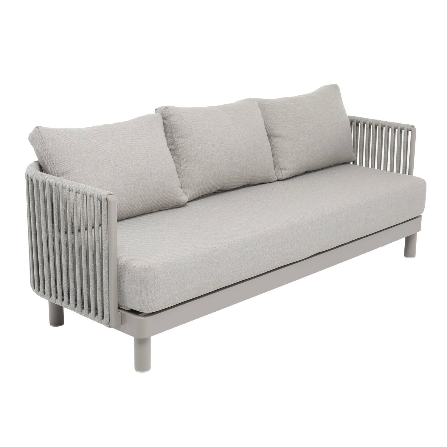 VESTIAMO CASA GIARDINO - Set Salotto da giardino 4 pezzi in Alluminio Grigio Tortora con Poltrone, Divanetto e Tavolino Top Effetto Pietra Design Moderno