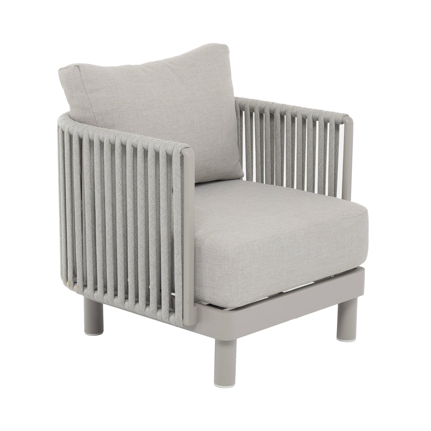 VESTIAMO CASA GIARDINO - Set Salotto da giardino 4 pezzi in Alluminio Grigio Tortora con Poltrone, Divanetto e Tavolino Top Effetto Pietra Design Moderno
