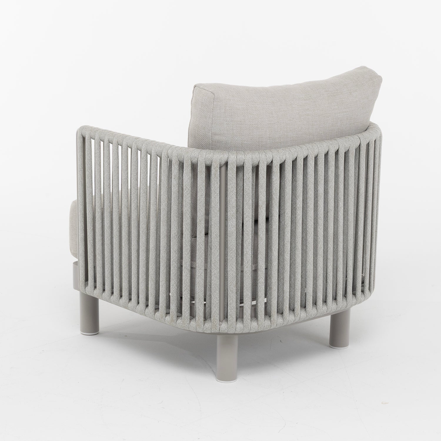 VESTIAMO CASA GIARDINO - Set Salotto da giardino 4 pezzi in Alluminio Grigio Tortora con Poltrone, Divanetto e Tavolino Top Effetto Pietra Design Moderno