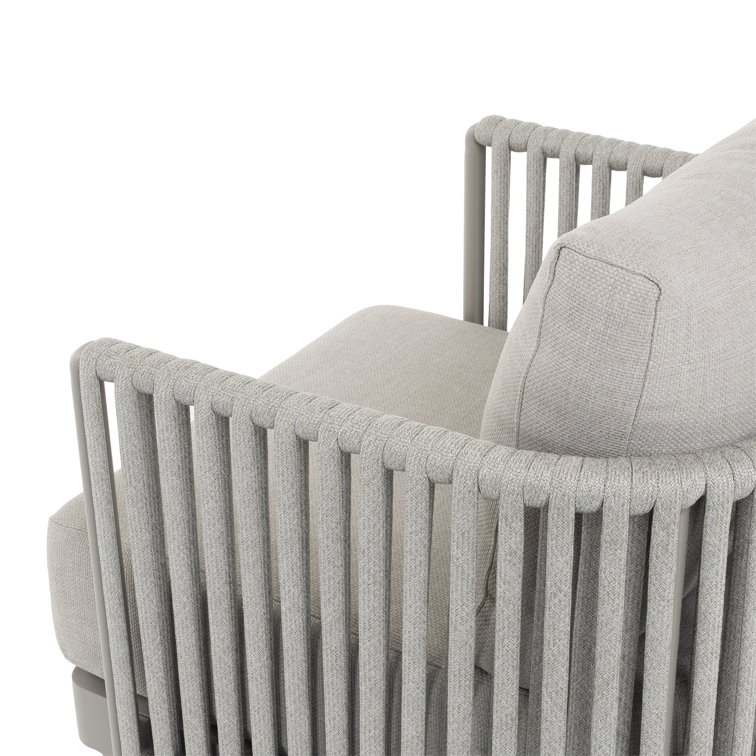 VESTIAMO CASA GIARDINO - Set Salotto da giardino 4 pezzi in Alluminio Grigio Tortora con Poltrone, Divanetto e Tavolino Top Effetto Pietra Design Moderno