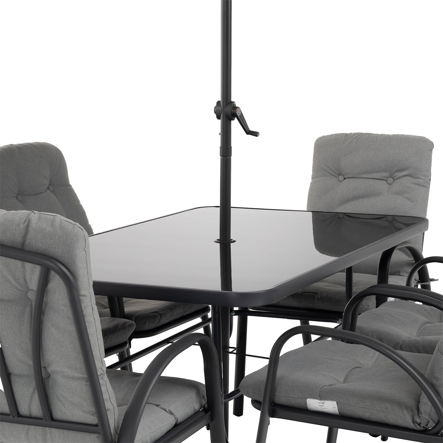 VESTIAMO CASA GIARDINO - Set Tavolo da Giardino 6 Sedie con Ombrellone Grigio