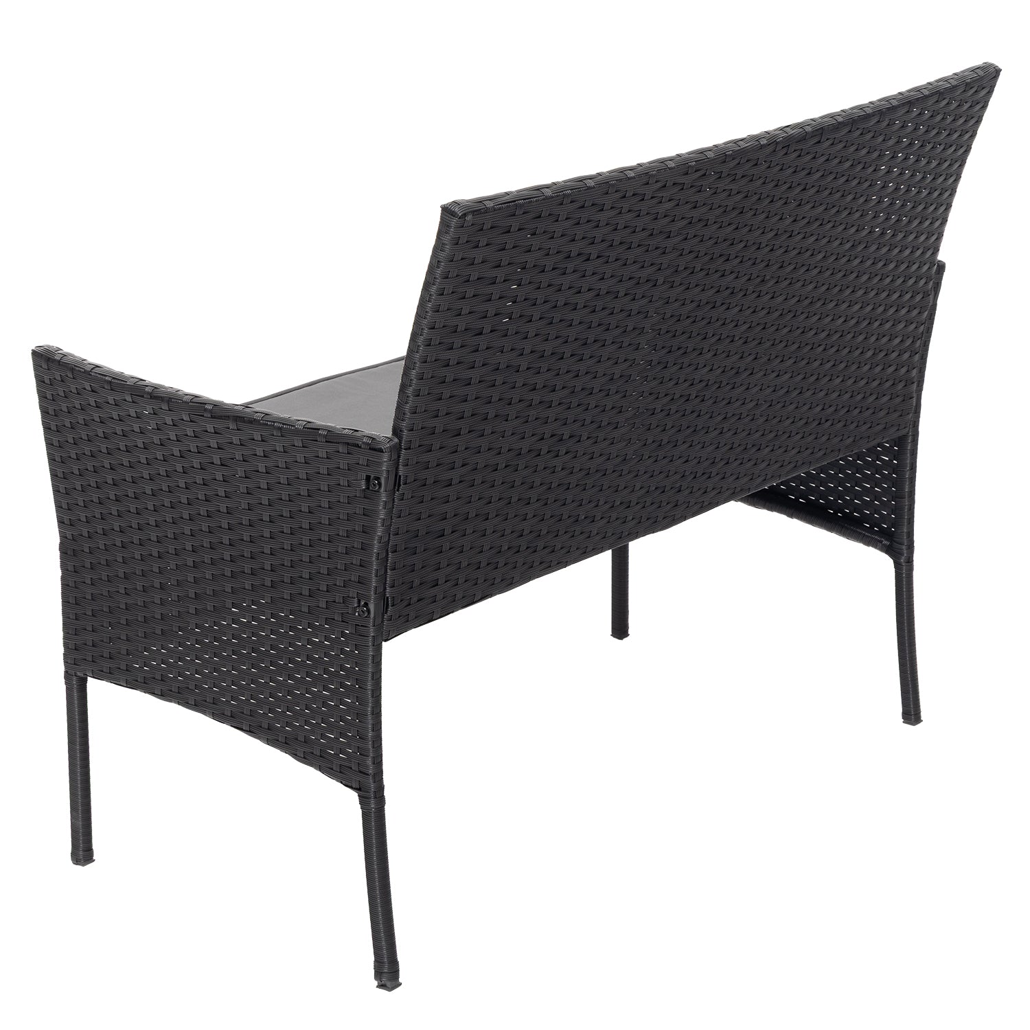 VESTIAMO CASA GIARDINO - Set da giardino 4 pezzi Antracite Rattan sintetico con struttura in acciaio, top in vetro e cuscini Grigio Scuro