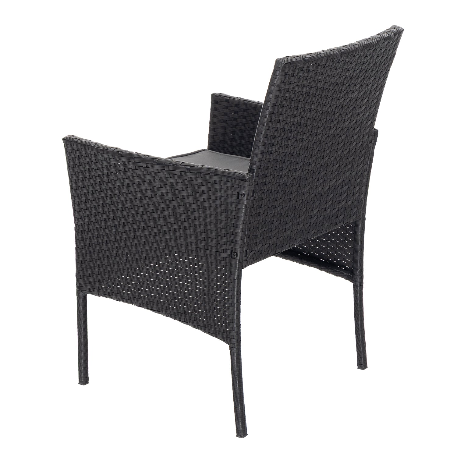 VESTIAMO CASA GIARDINO - Set da giardino 4 pezzi Antracite Rattan sintetico con struttura in acciaio, top in vetro e cuscini Grigio Scuro