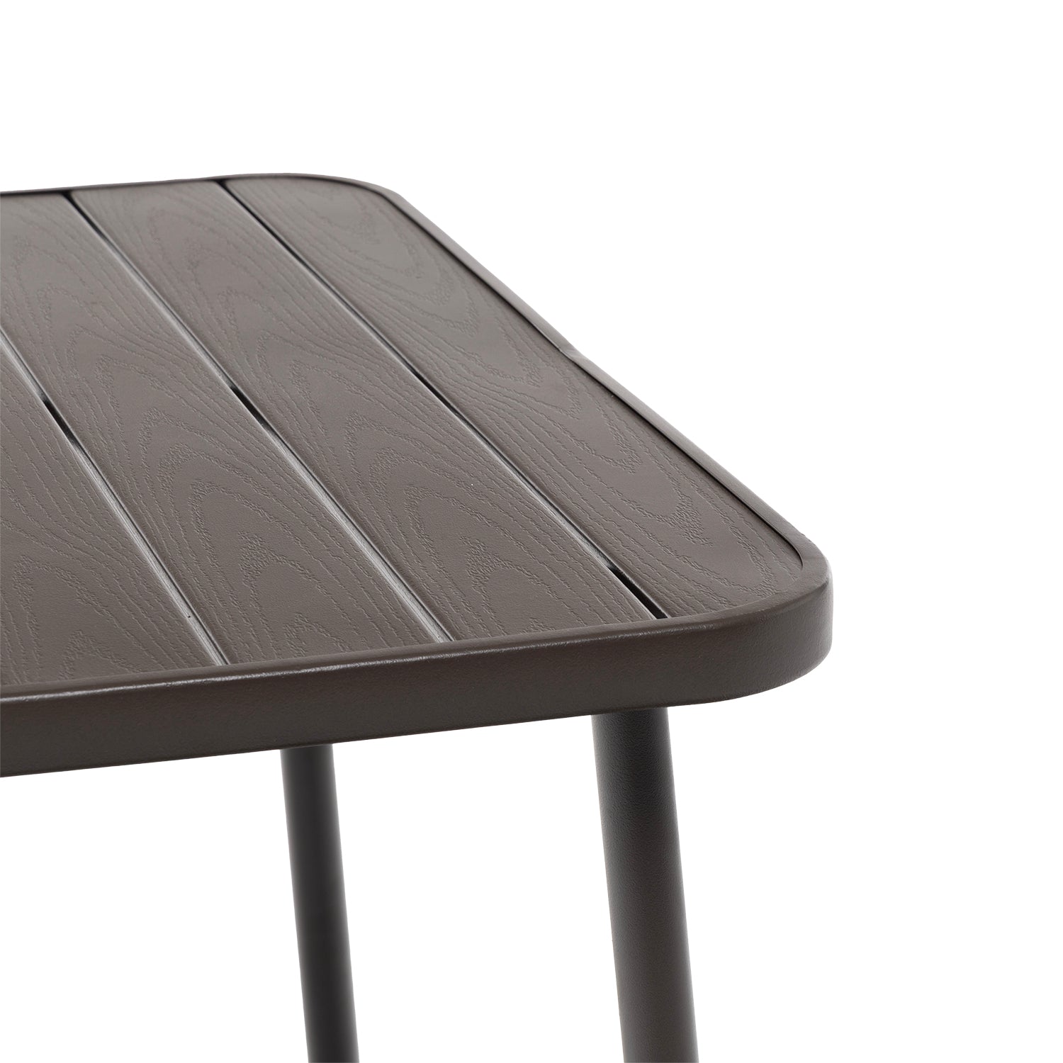 VESTIAMO CASA GIARDINO - Set Tavolo da Giardino 4 Posti in Metallo con Sedie Intrecciate Marrone