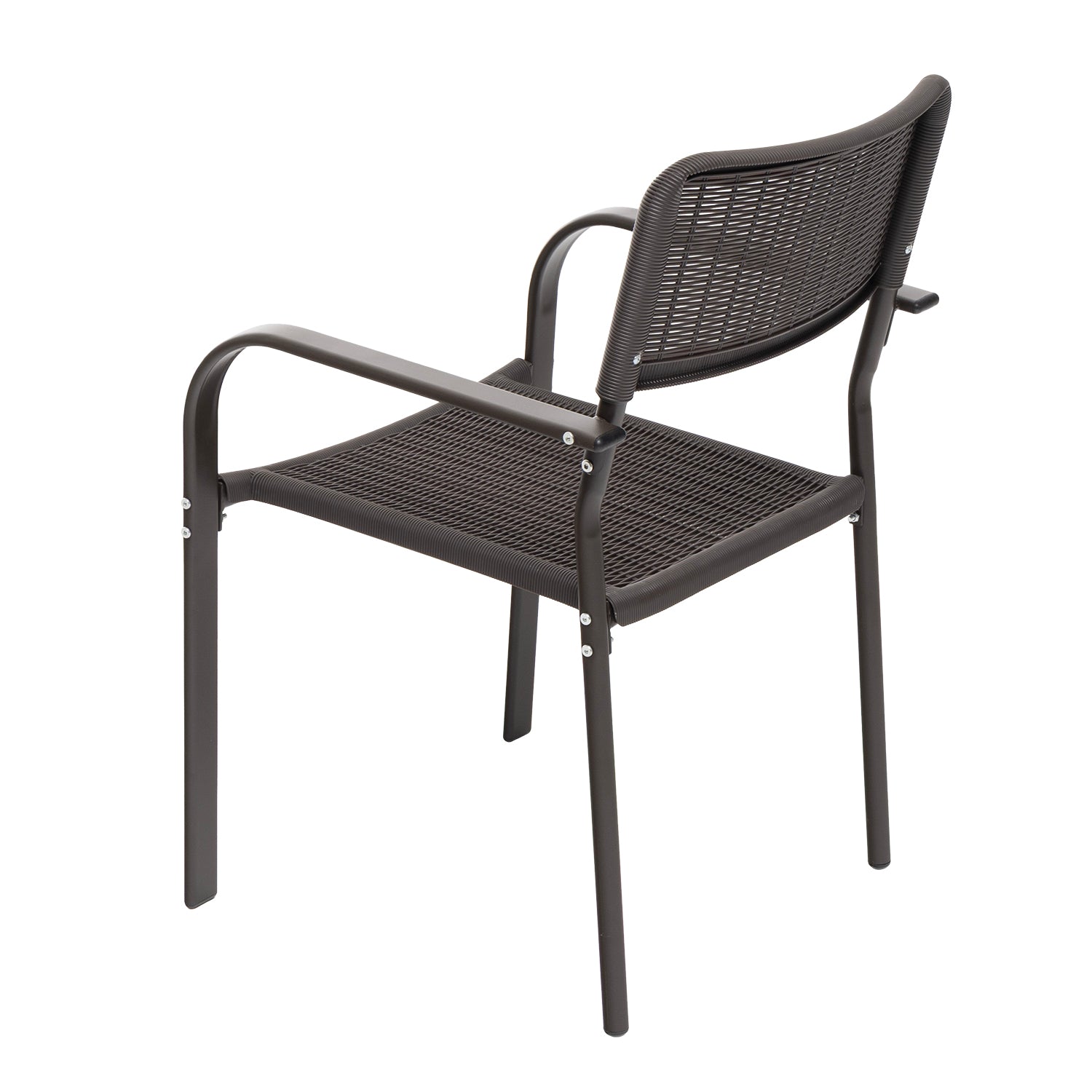 VESTIAMO CASA GIARDINO - Set Tavolo da Giardino 4 Posti in Metallo con Sedie Intrecciate Marrone