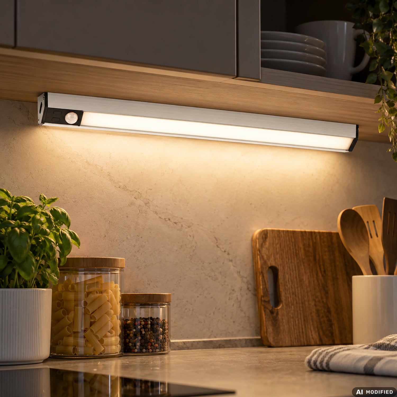 DICTROLUX - Barra LED Angolare Ricaricabile Smartlight Dimmerabile con Sensore di Movimento 26 cm
