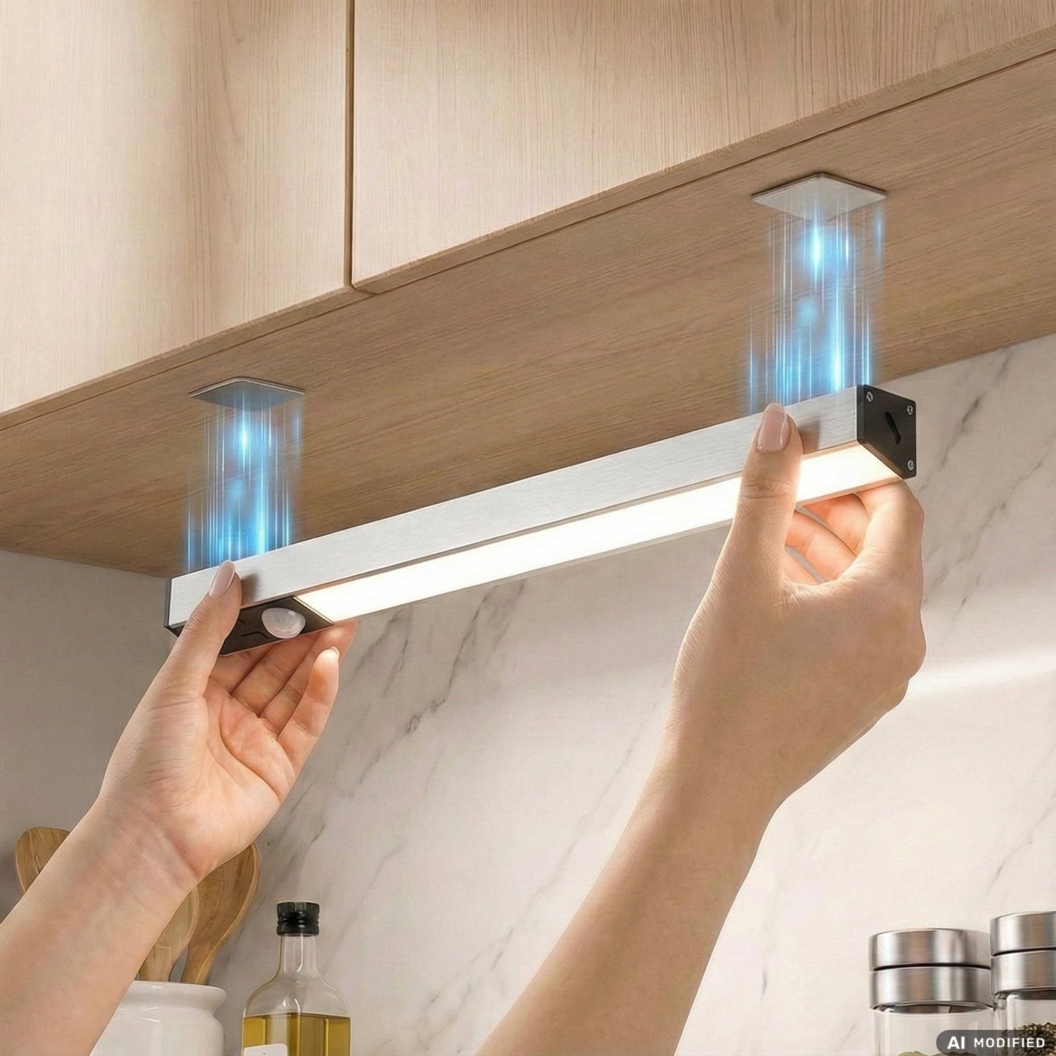 DICTROLUX - Barra LED Angolare Ricaricabile Smartlight Dimmerabile con Sensore di Movimento 26 cm