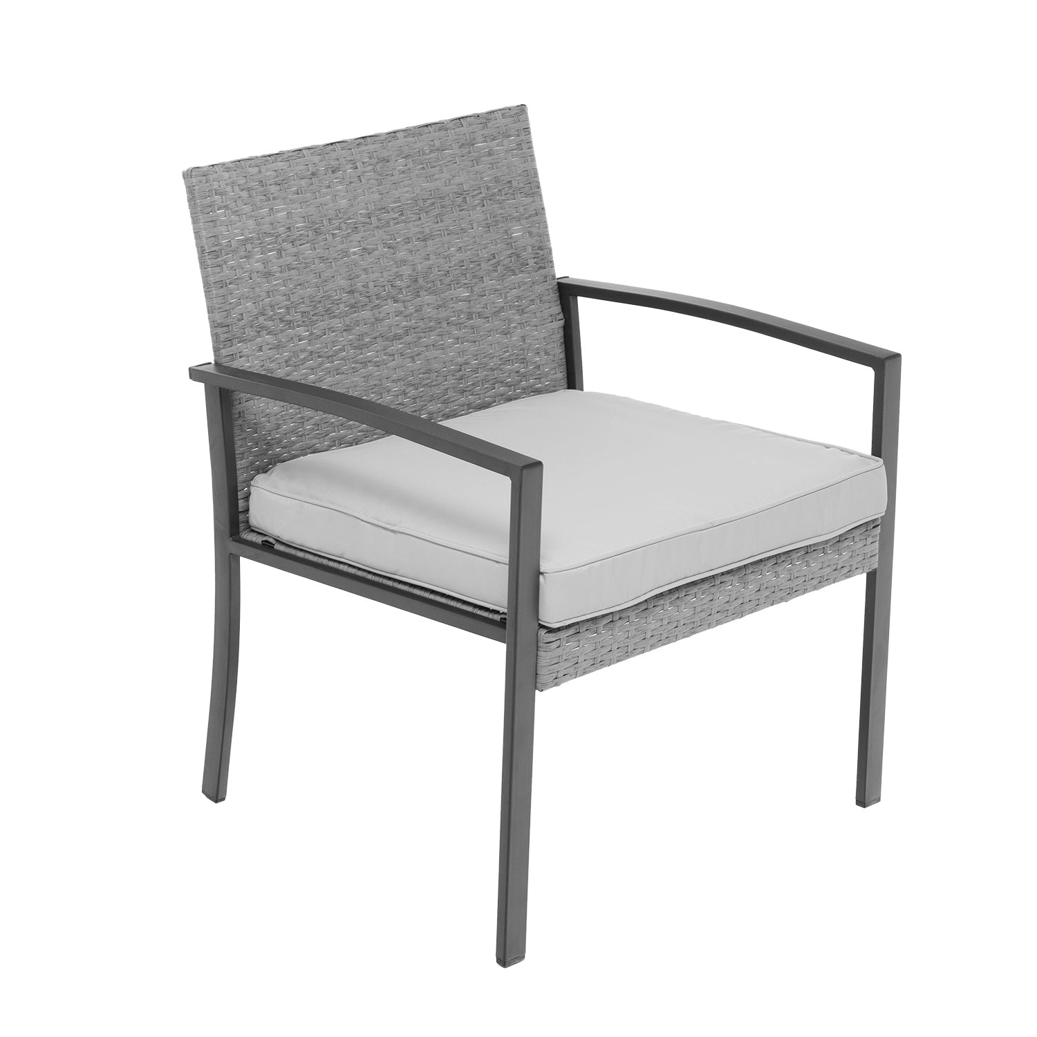 VESTIAMO CASA GIARDINO - Set da giardino 4 pezzi Antracite Rattan sintetico con struttura in acciaio, top in vetro e cuscini Grigio