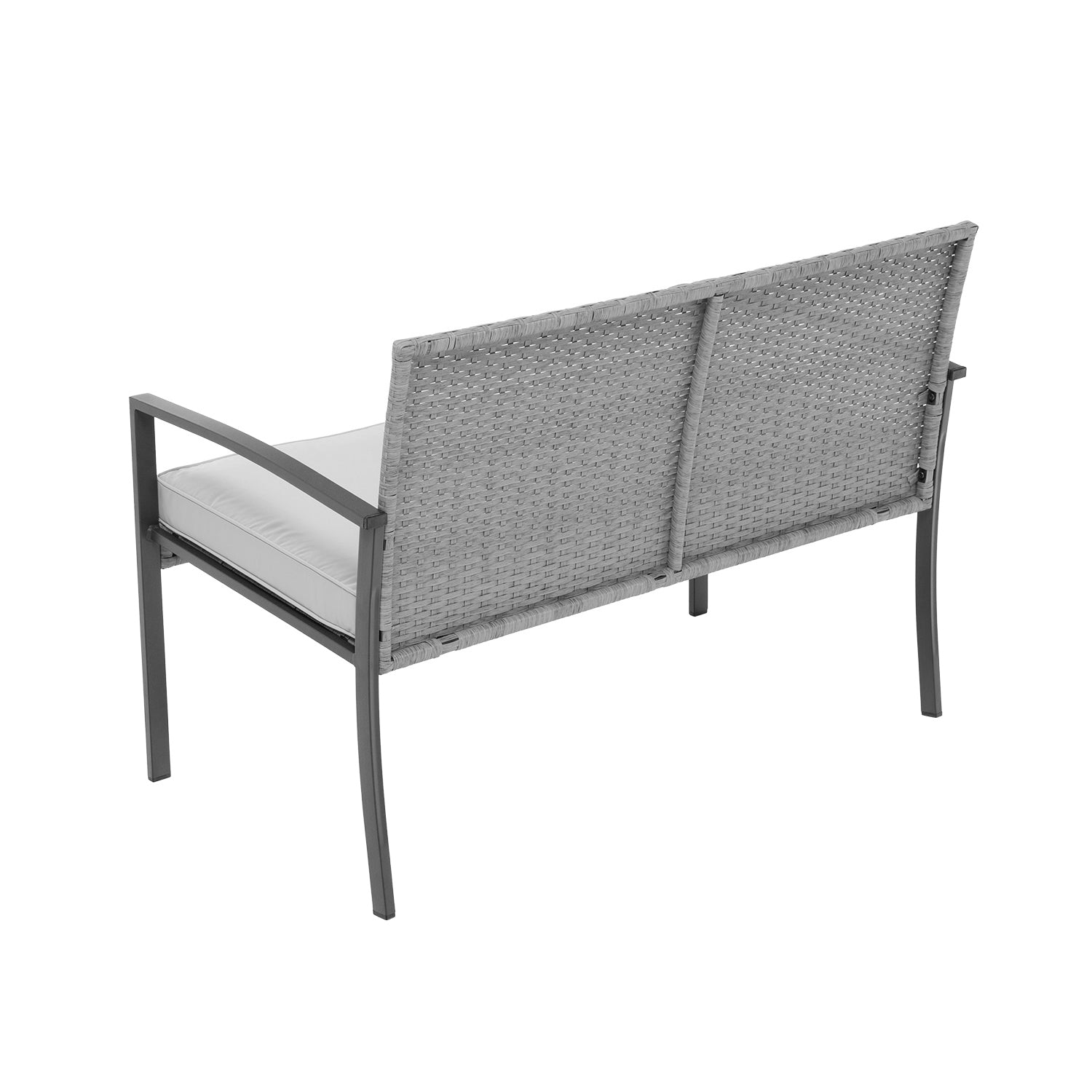 VESTIAMO CASA GIARDINO - Set da giardino 4 pezzi Antracite Rattan sintetico con struttura in acciaio, top in vetro e cuscini Grigio