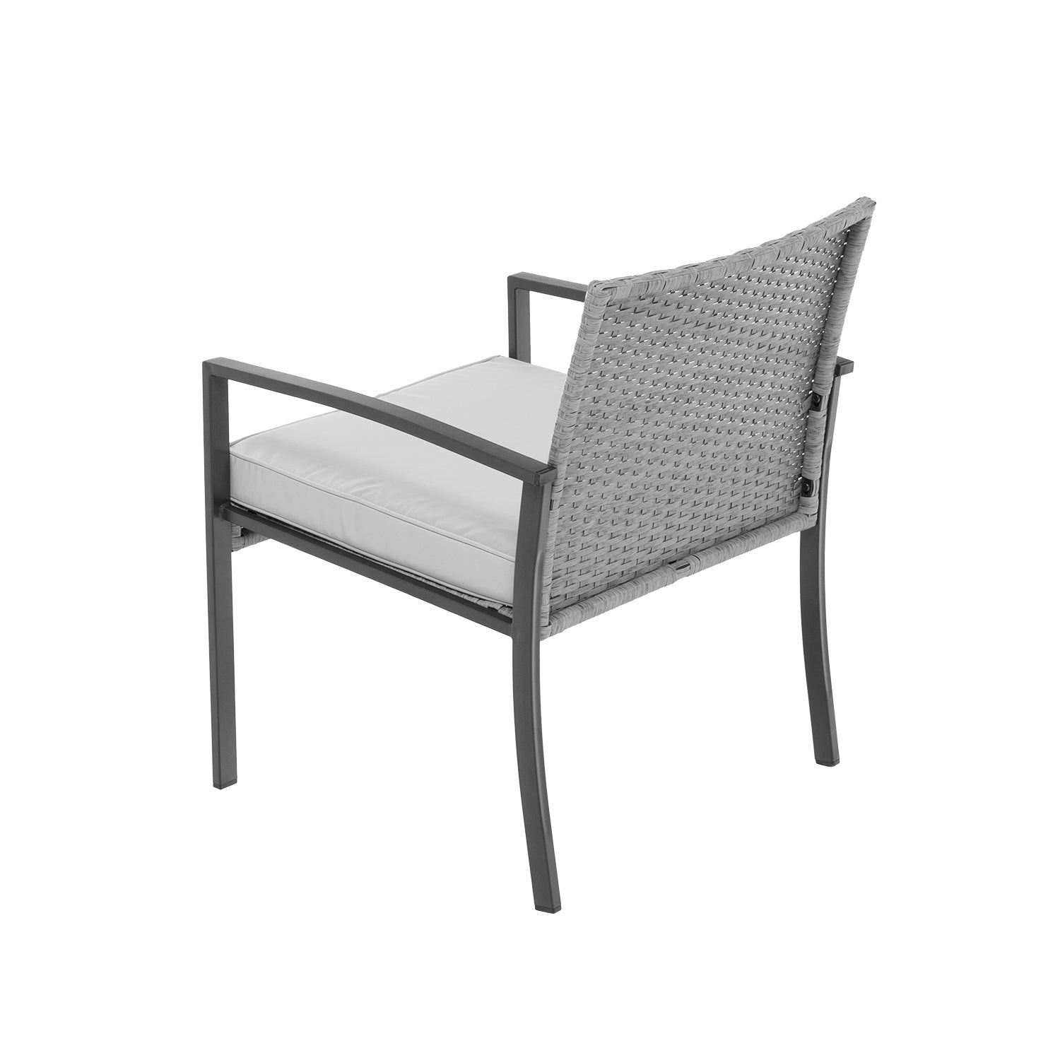 VESTIAMO CASA GIARDINO - Set da giardino 4 pezzi Antracite Rattan sintetico con struttura in acciaio, top in vetro e cuscini Grigio