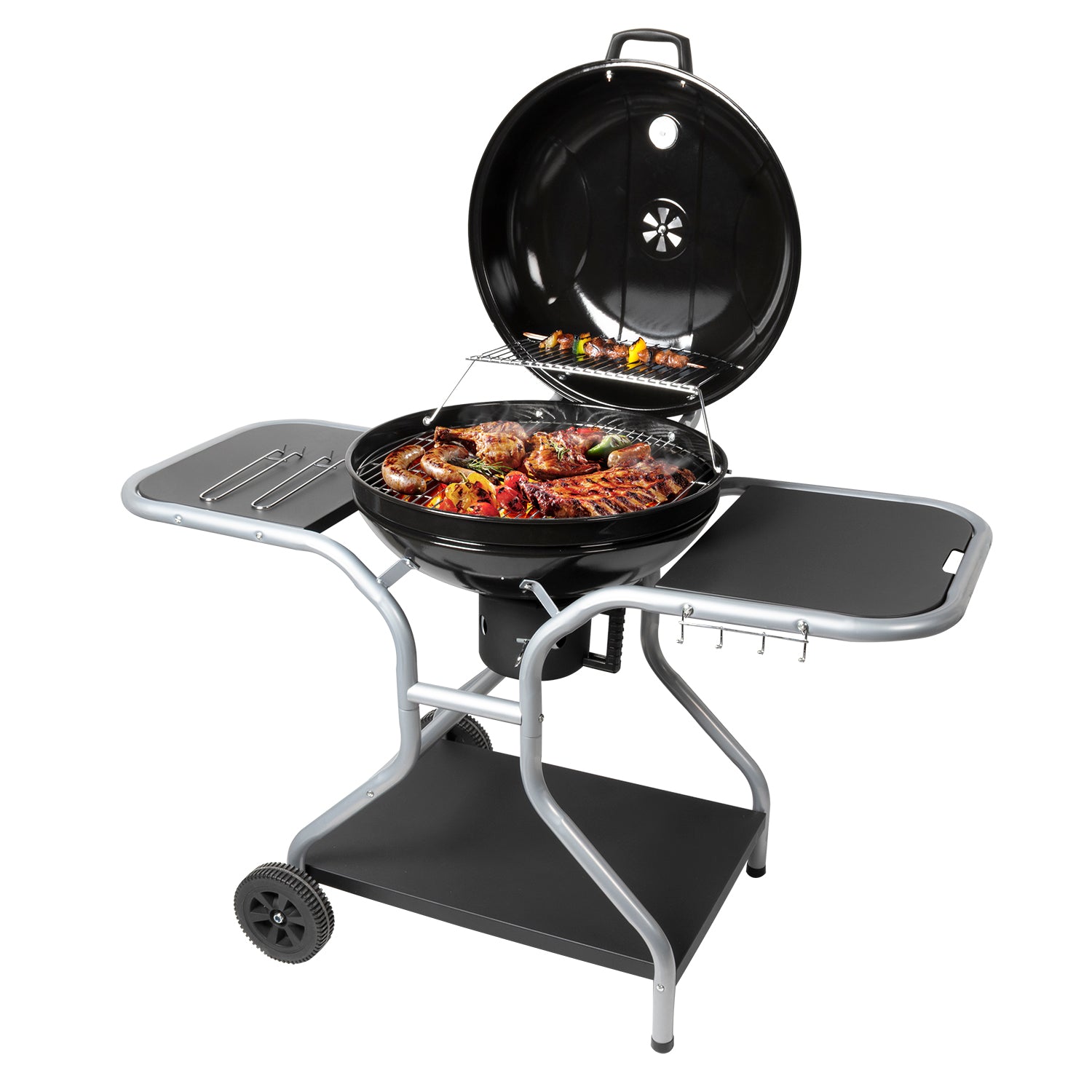 GUSTO CASA - Barbecue a Carbone con Coperchio Smaltato e Griglie in Acciaio Cromato - h95x133x64 cm