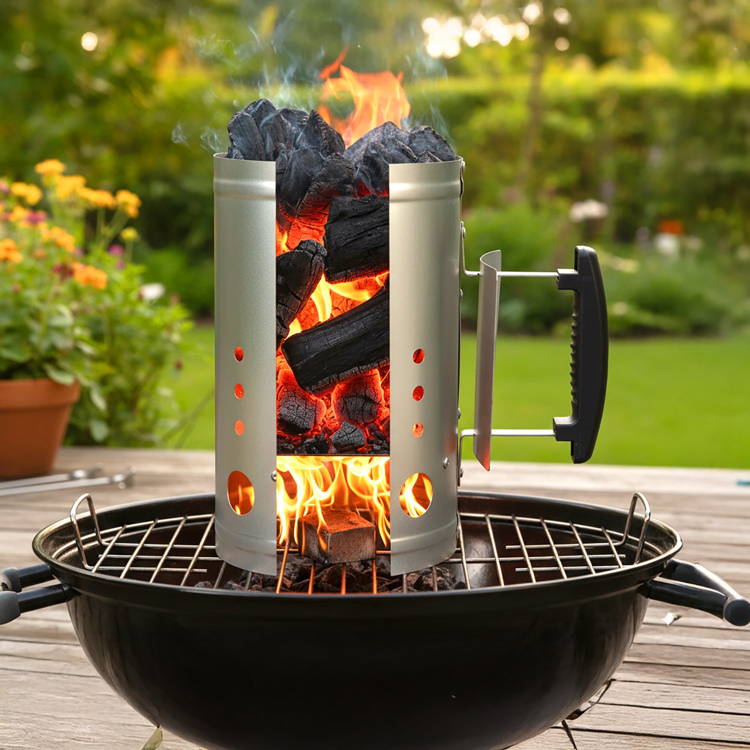 GUSTO CASA - Starter per Barbecue in Acciaio Zincato h27,5 cm diametro 17 cm - Accensione Rapida Carboni