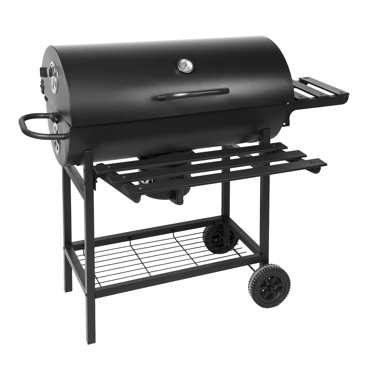 GUSTO CASA - Barbecue a Carbone con Griglie in Acciaio Inox e Coperchio con Ruote e Termometro - h113,5x114x89,5 cm