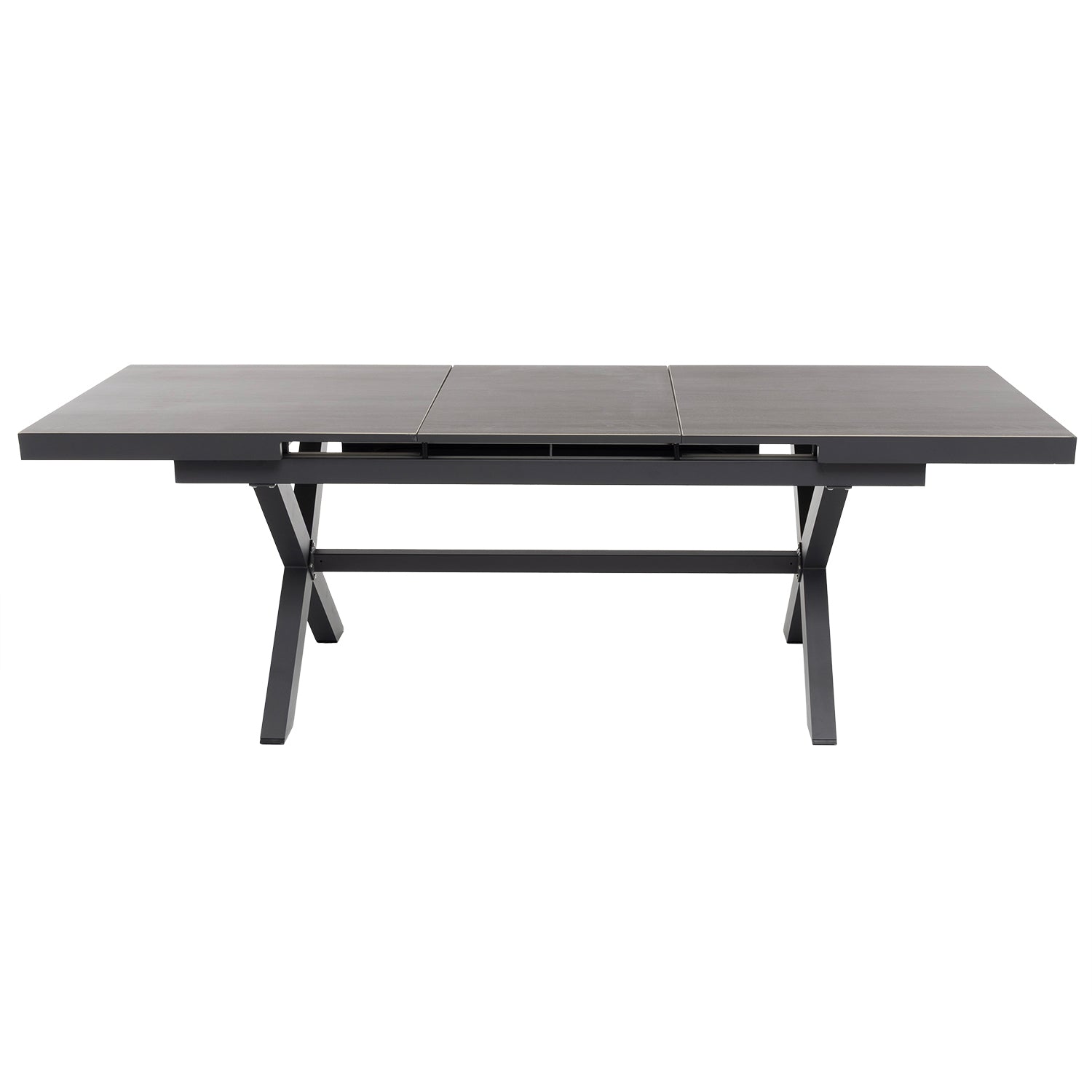 VESTIAMO CASA GIARDINO - Set da giardino 9 pezzi Tavolo Estensibile con 8 Sedie struttura in alluminio Antracite e braccioli in Polywood