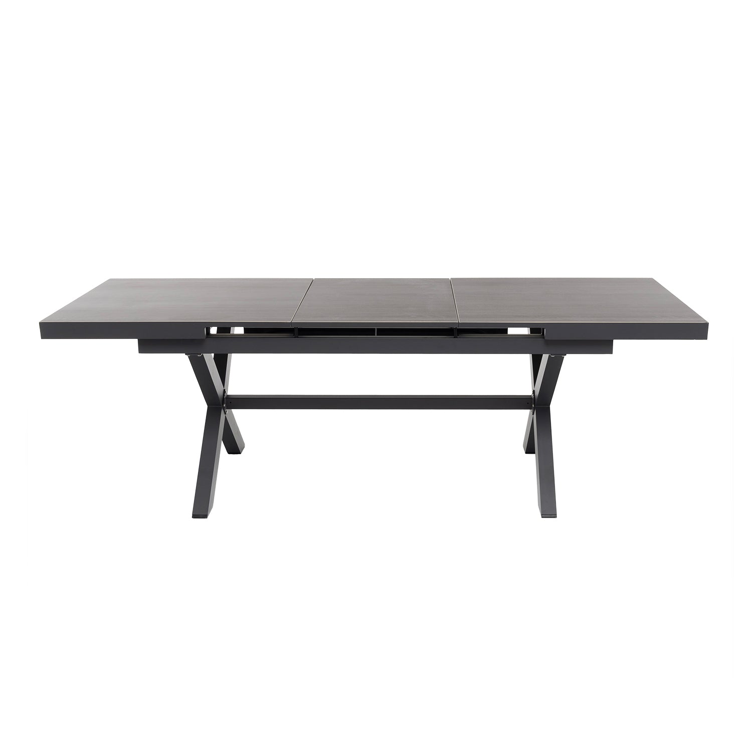 VESTIAMO CASA GIARDINO - Set da giardino 9 pezzi Tavolo Estensibile con 8 Sedie struttura in alluminio Antracite e braccioli in Polywood