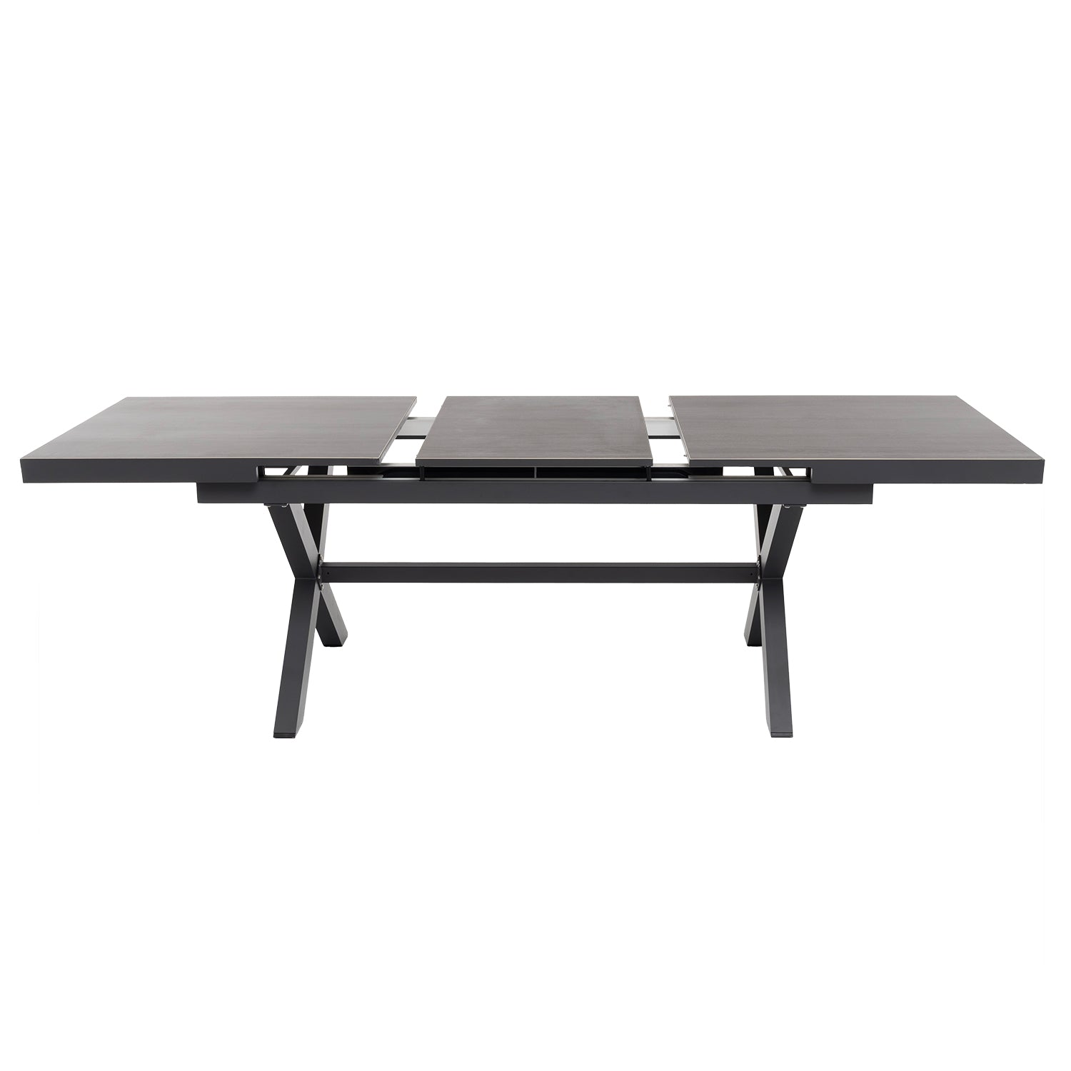 VESTIAMO CASA GIARDINO - Set da giardino 9 pezzi Tavolo Estensibile con 8 Sedie struttura in alluminio Antracite e braccioli in Polywood