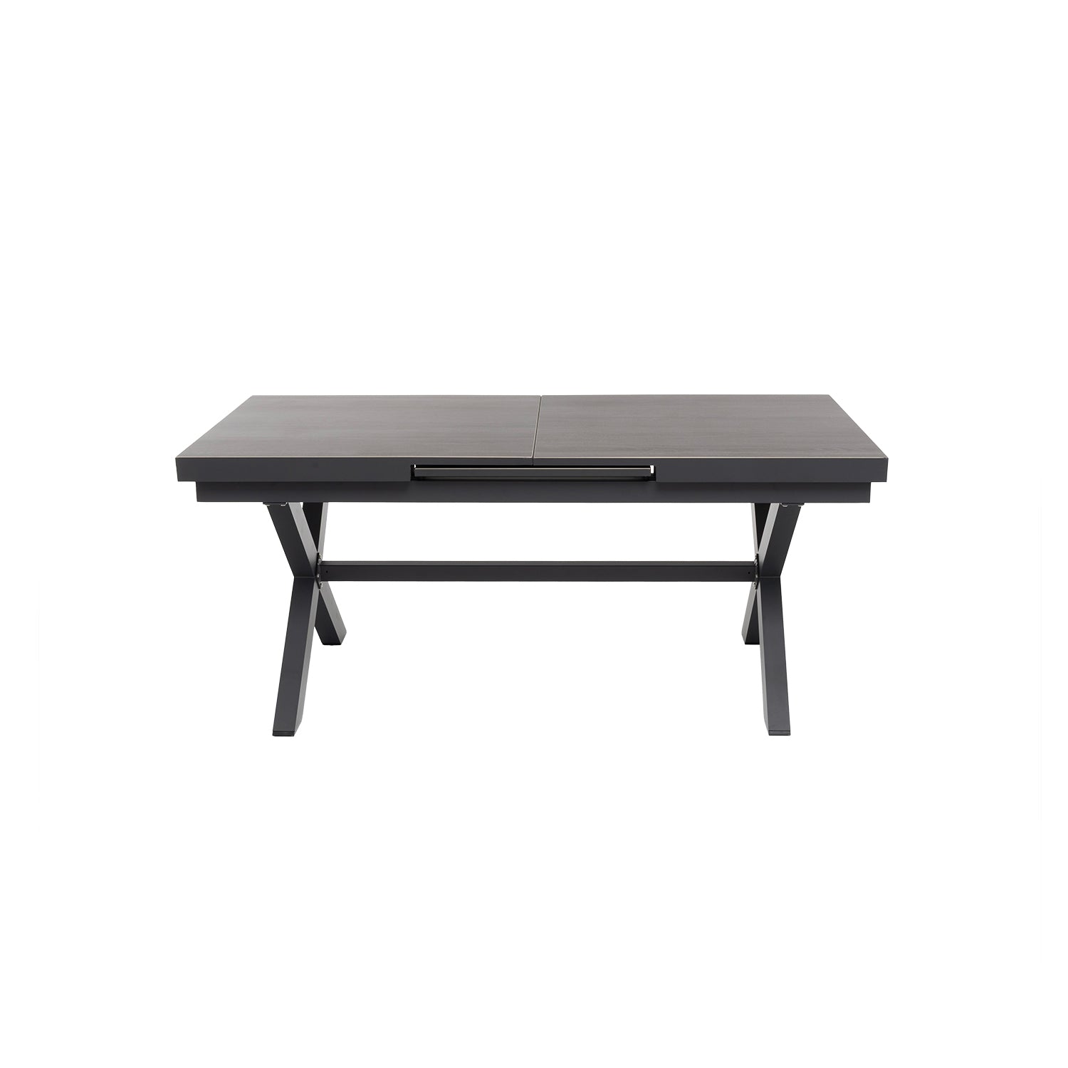 VESTIAMO CASA GIARDINO - Set da giardino 9 pezzi Tavolo Estensibile con 8 Sedie struttura in alluminio Antracite e braccioli in Polywood