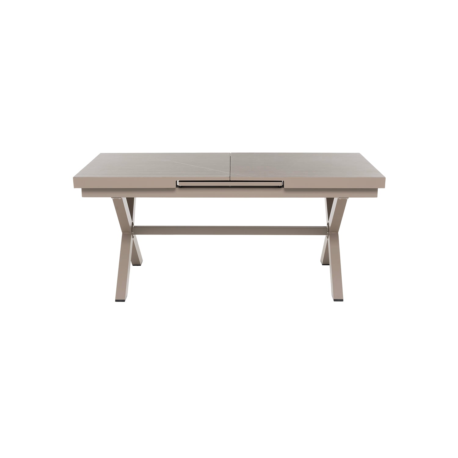 VESTIAMO CASA GIARDINO - Set da giardino 9 pezzi Tavolo Estensibile con 8 Sedie struttura in alluminio Tortora e braccioli in Polywood