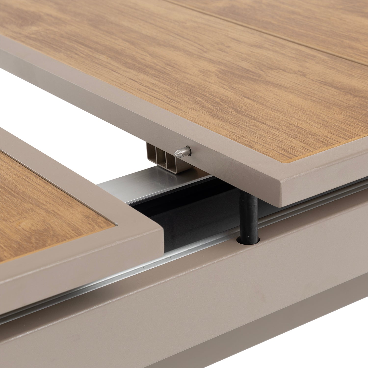 VESTIAMO CASA GIARDINO - Set da giardino 9 pezzi Tavolo Estensibile con 8 Sedie struttura in alluminio Tortora e Polywood