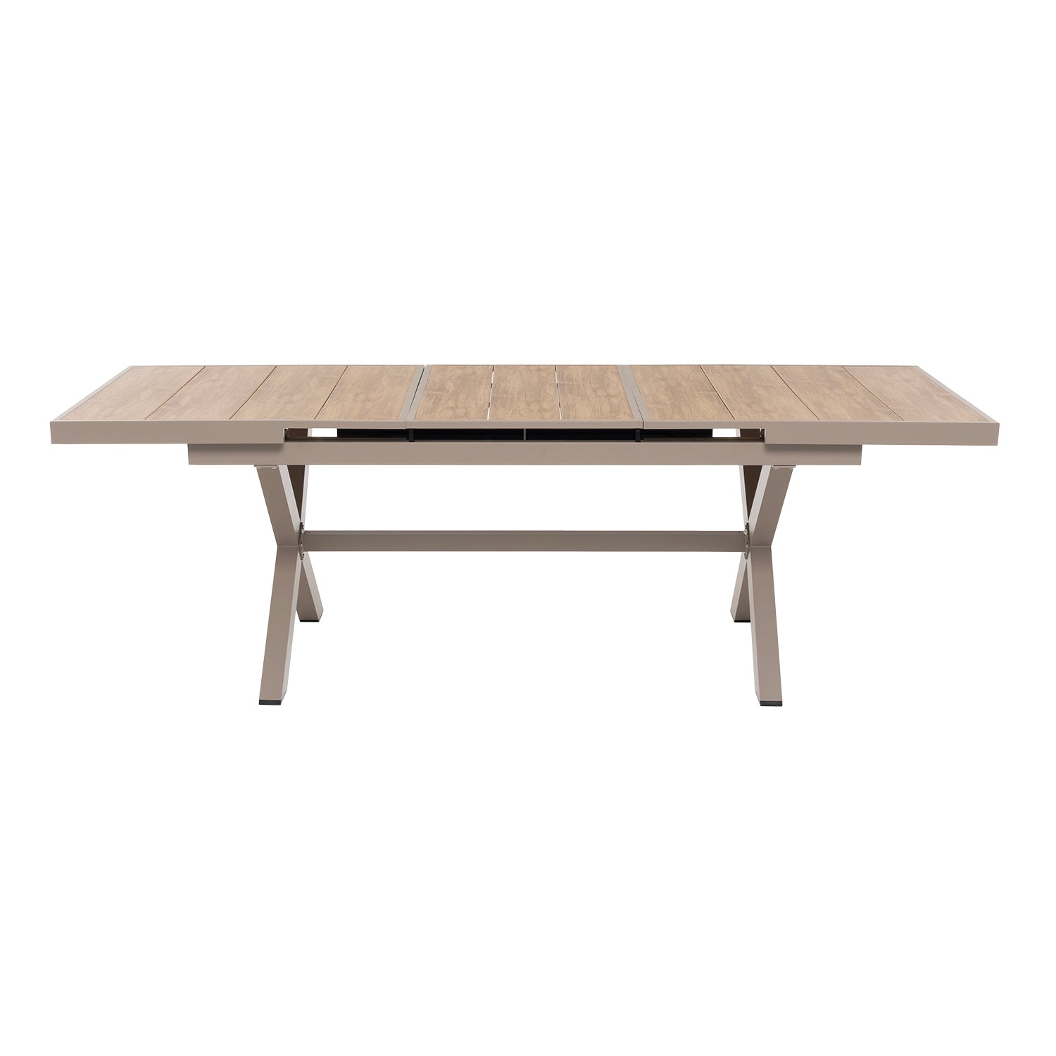 VESTIAMO CASA GIARDINO - Set da giardino 9 pezzi Tavolo Estensibile con 8 Sedie struttura in alluminio Tortora e Polywood