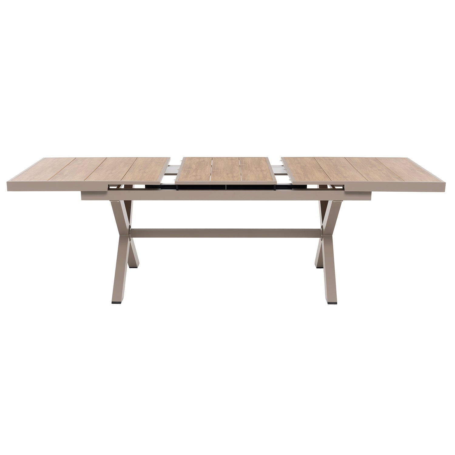 VESTIAMO CASA GIARDINO - Set da giardino 9 pezzi Tavolo Estensibile con 8 Sedie struttura in alluminio Tortora e Polywood