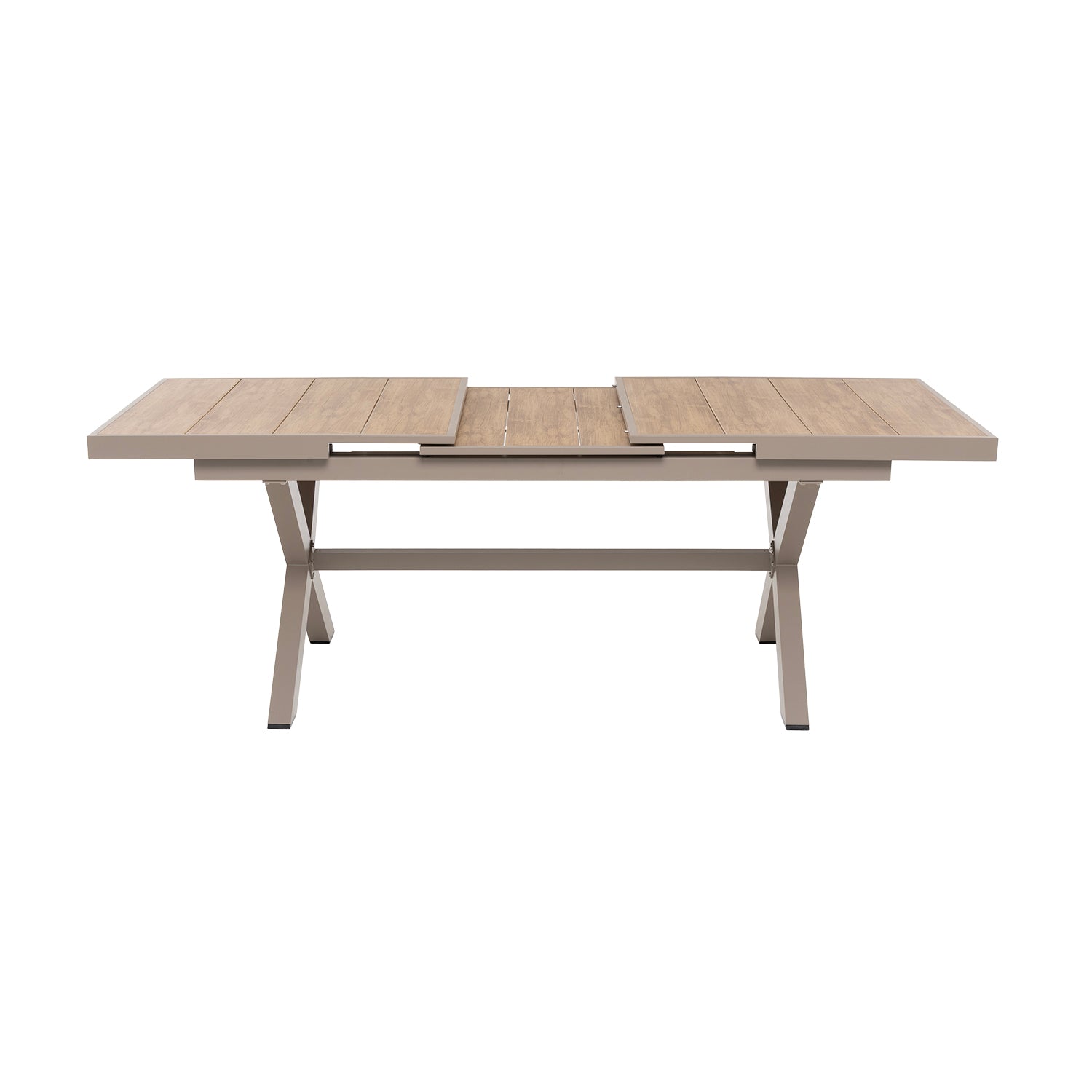 VESTIAMO CASA GIARDINO - Set da giardino 9 pezzi Tavolo Estensibile con 8 Sedie struttura in alluminio Tortora e Polywood