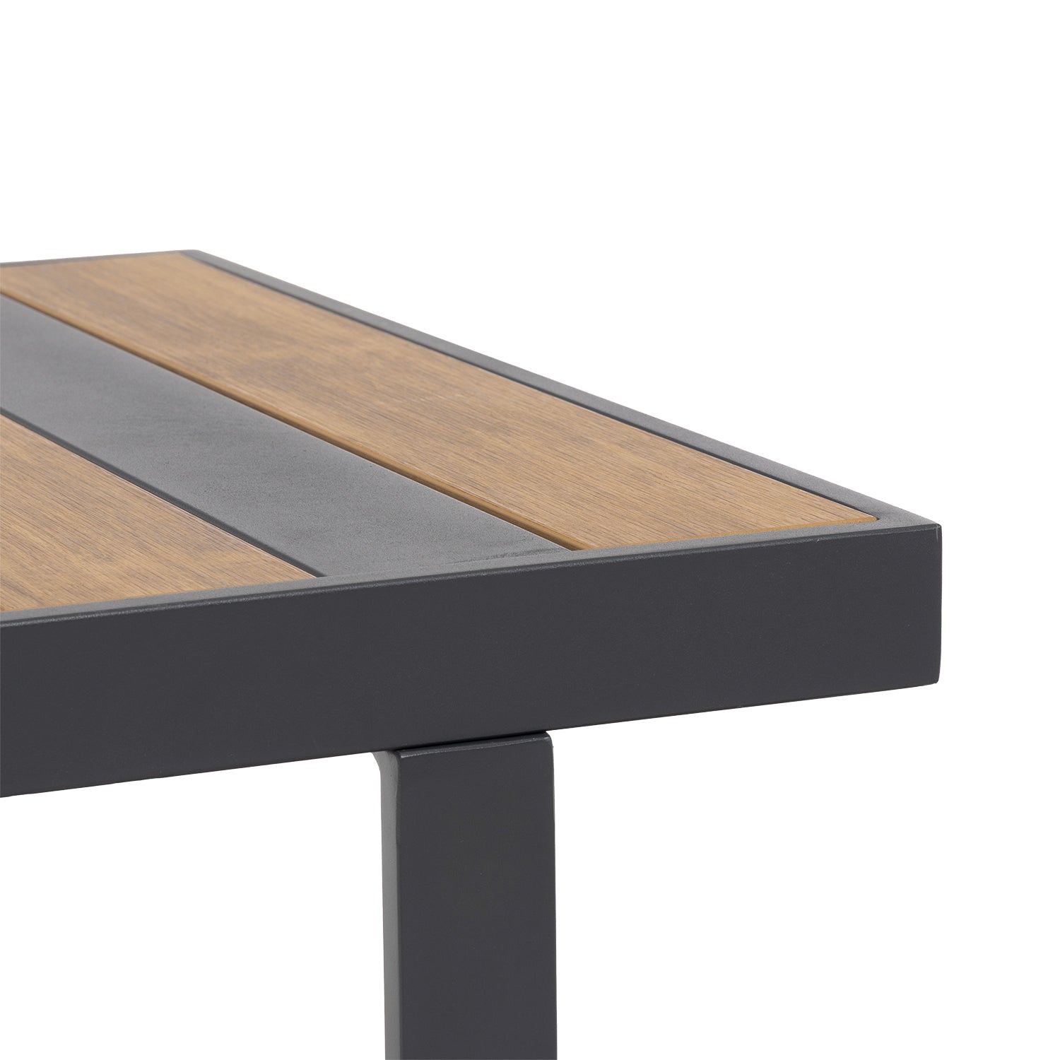 VESTIAMO CASA GIARDINO - Set Salotto da giardino 4 pezzi in Alluminio Antracite con Poltrone, Divanetto e Tavolino Effetto Legno Design Moderno