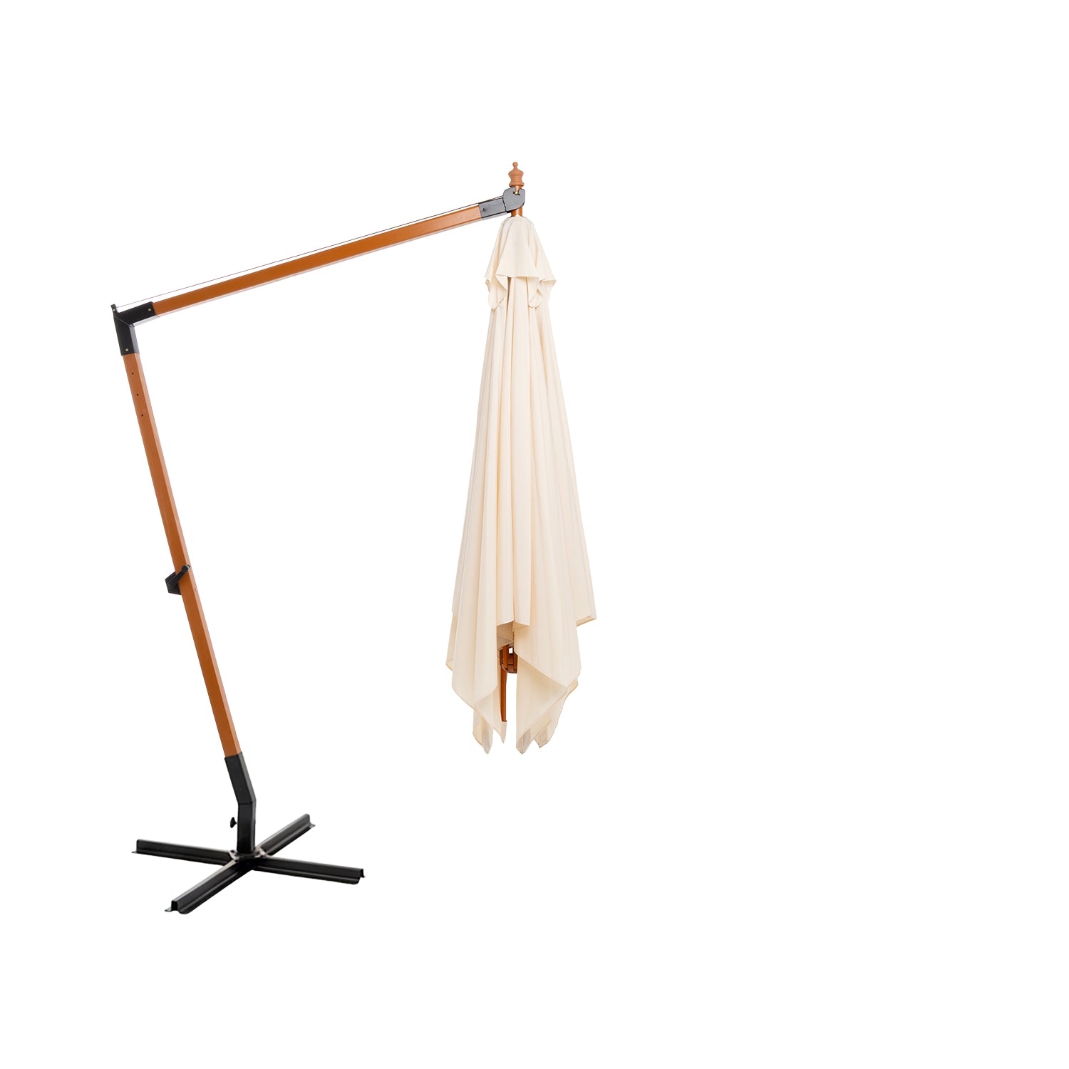 VESTIAMO CASA GIARDINO - Ombrellone da giardino Decentrato con Braccio Laterale e Telo Ècru - h2,85x3x3 metri