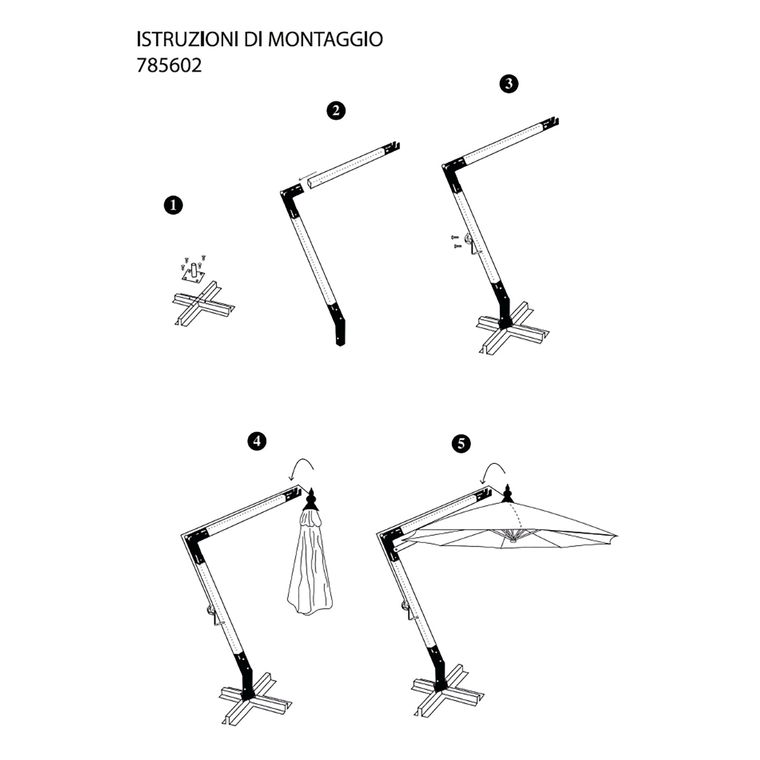 VESTIAMO CASA GIARDINO - Ombrellone da giardino Decentrato con Braccio Laterale e Telo Ècru - h2,85x3x3 metri