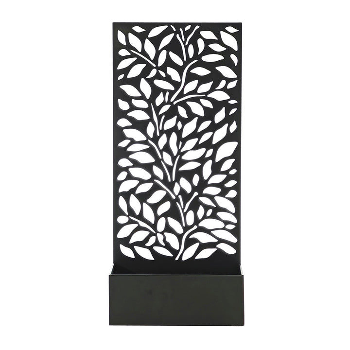 VESTIAMO CASA GIARDINO - Fioriera Rettangolare in Metallo Nero con Pannello Decorativo - h120x50x22 cm