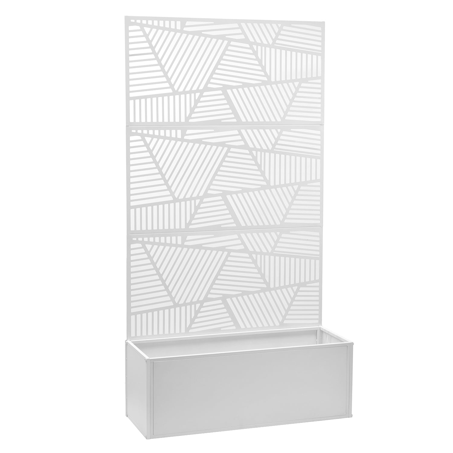 VESTIAMO CASA GIARDINO - Fioriera Rettangolare con Separé Decorativo Geometrico Bianca - h211x110x41 cm