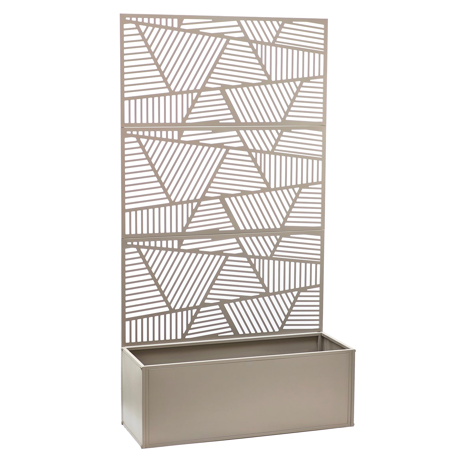 VESTIAMO CASA GIARDINO - Fioriera Rettangolare con Separé Decorativo Geometrico Tortora - h211x110x41 cm