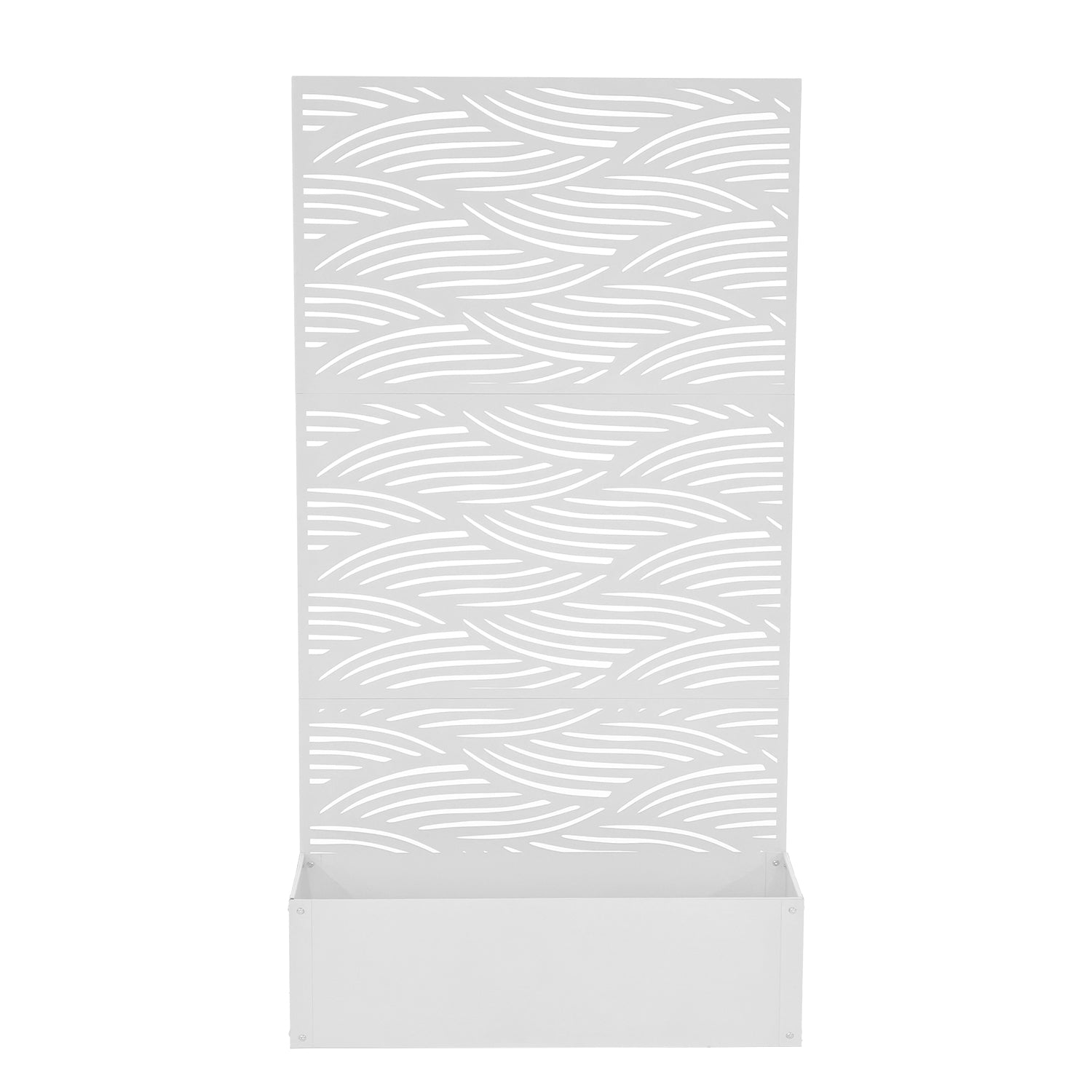 VESTIAMO CASA GIARDINO - Fioriera Rettangolare con Separé Decorativo Ondulato Bianca - h173x92x33 cm