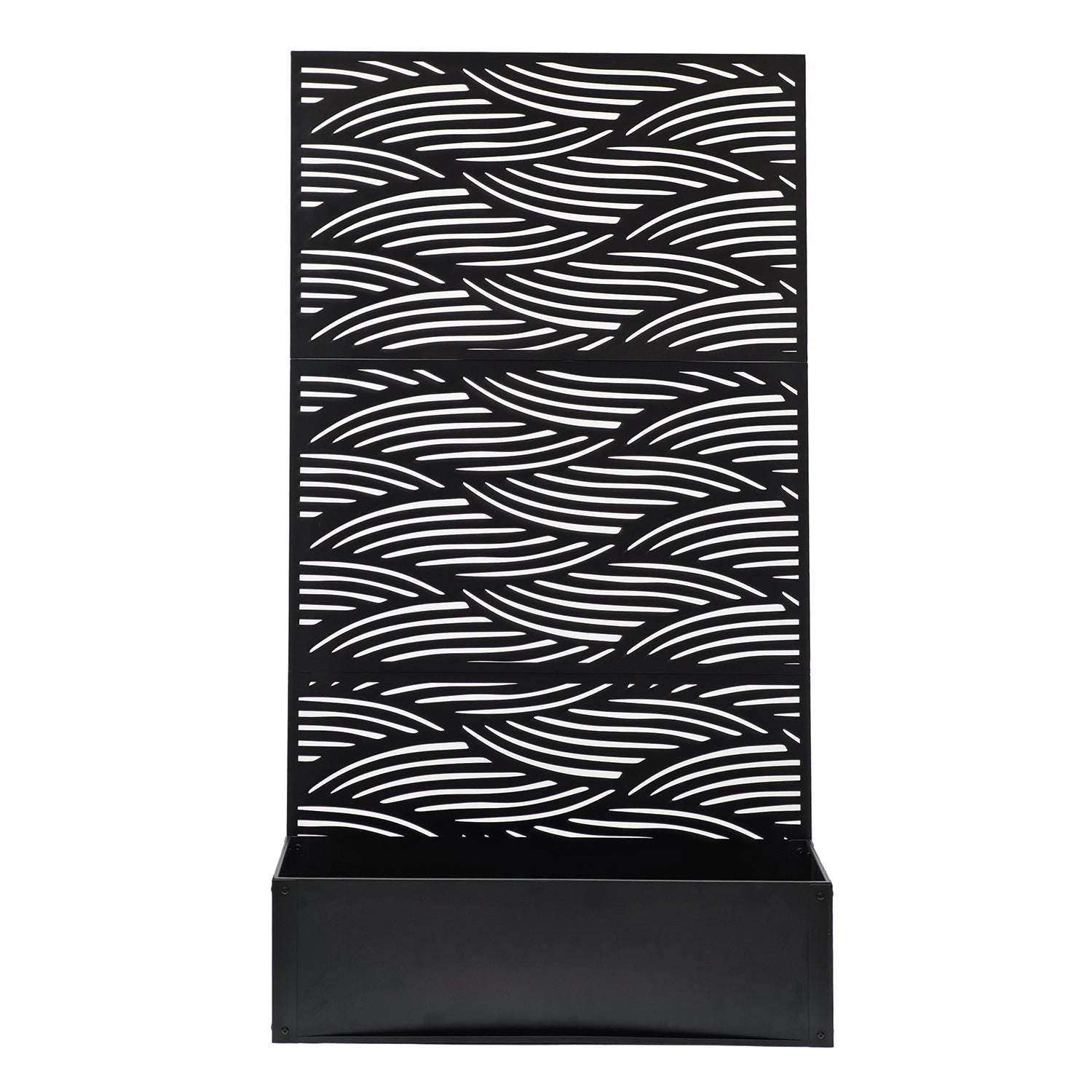 VESTIAMO CASA GIARDINO - Fioriera Rettangolare con Separé Decorativo Ondulato Nera - h173x92x33 cm