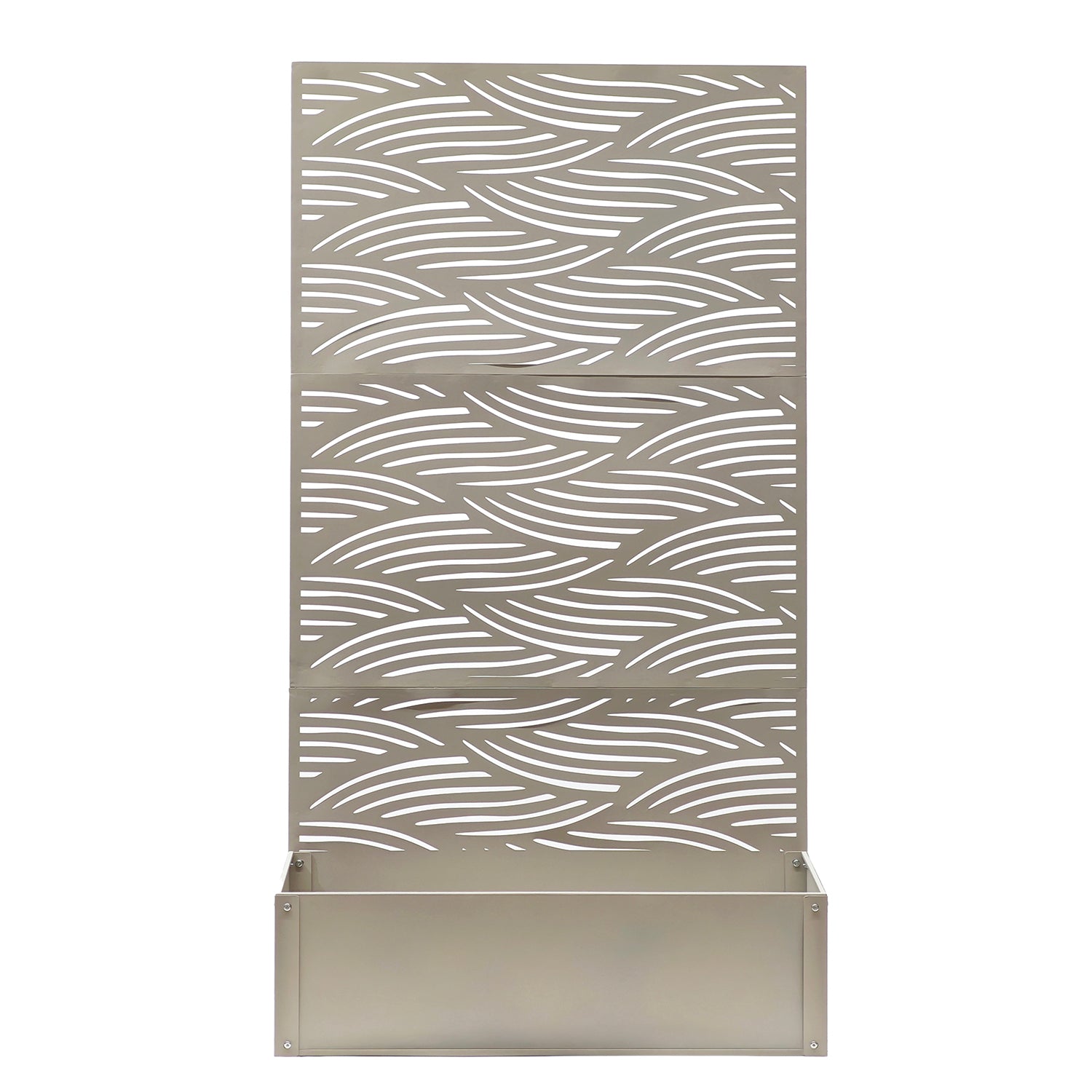 VESTIAMO CASA GIARDINO - Fioriera Rettangolare con Separé Decorativo Ondulato Tortora - h173x92x33 cm