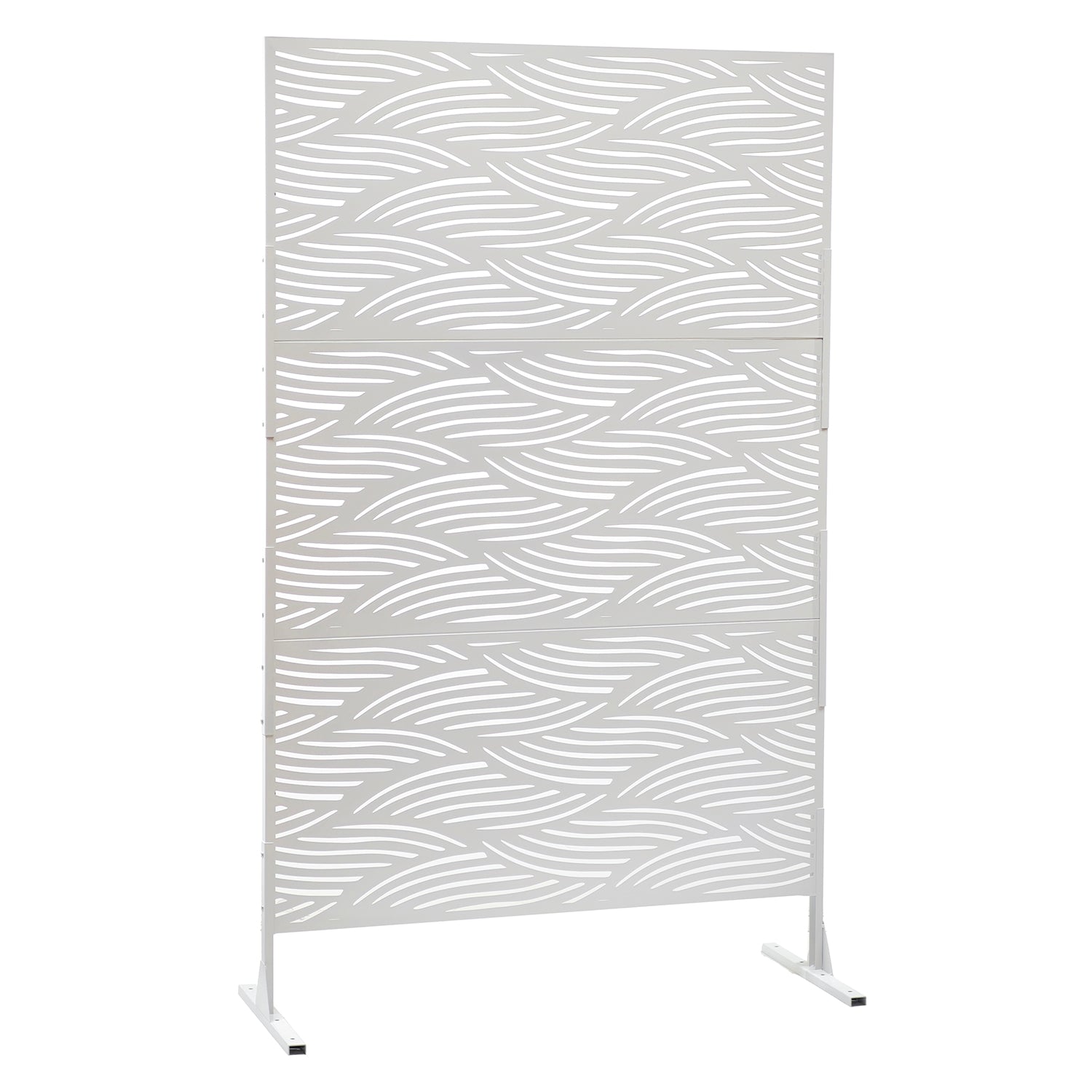 VESTIAMO CASA GIARDINO - Separé Rettangolare in Metallo Bianco con Decoro Ondulato - h186x116x50 cm