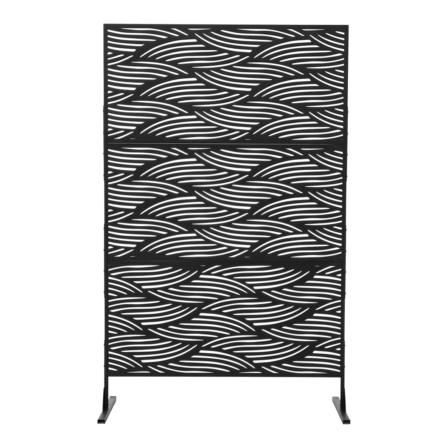 VESTIAMO CASA GIARDINO - Separé Rettangolare in Metallo Nero con Decoro Ondulato - h186x116x50 cm