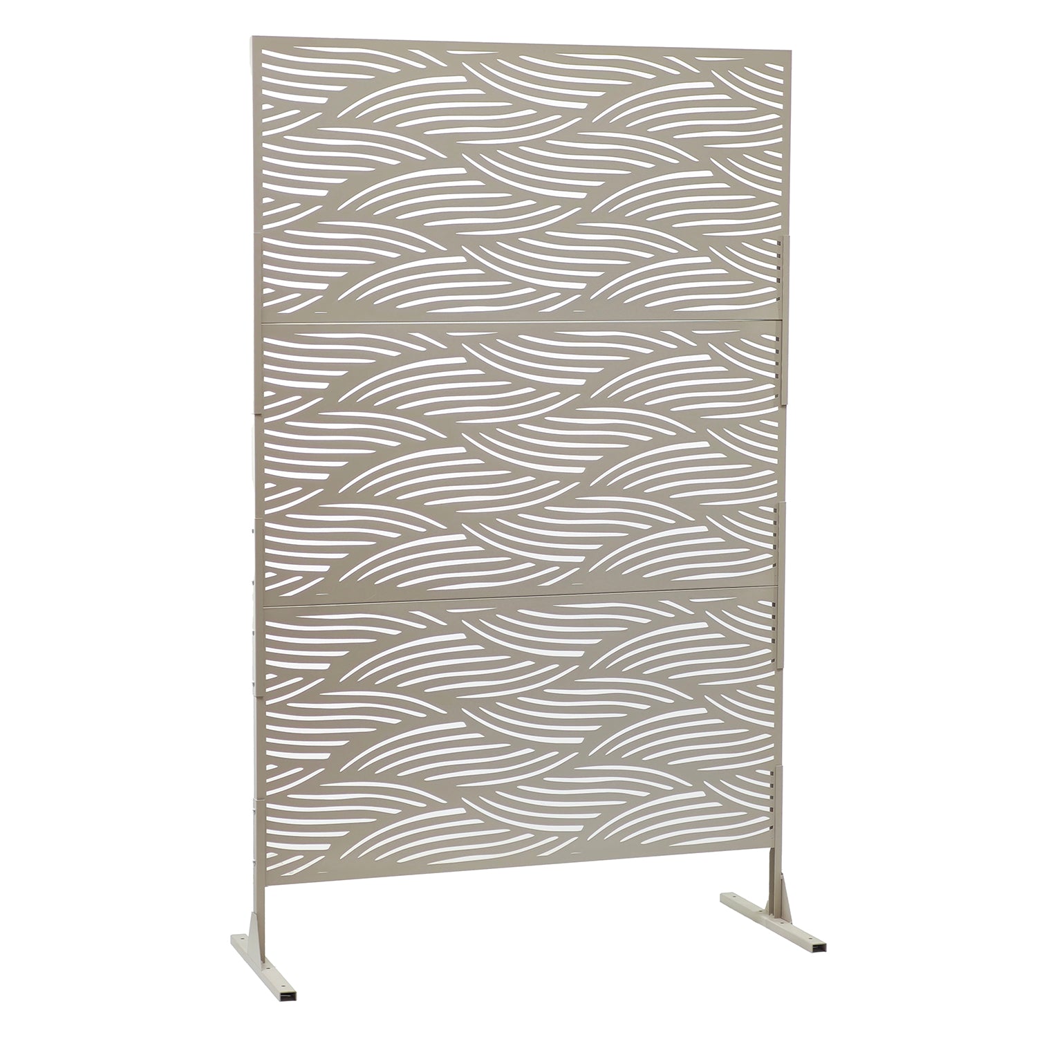 VESTIAMO CASA GIARDINO - Separé Rettangolare in Metallo Tortora con Decoro Ondulato - h186x116x50 cm