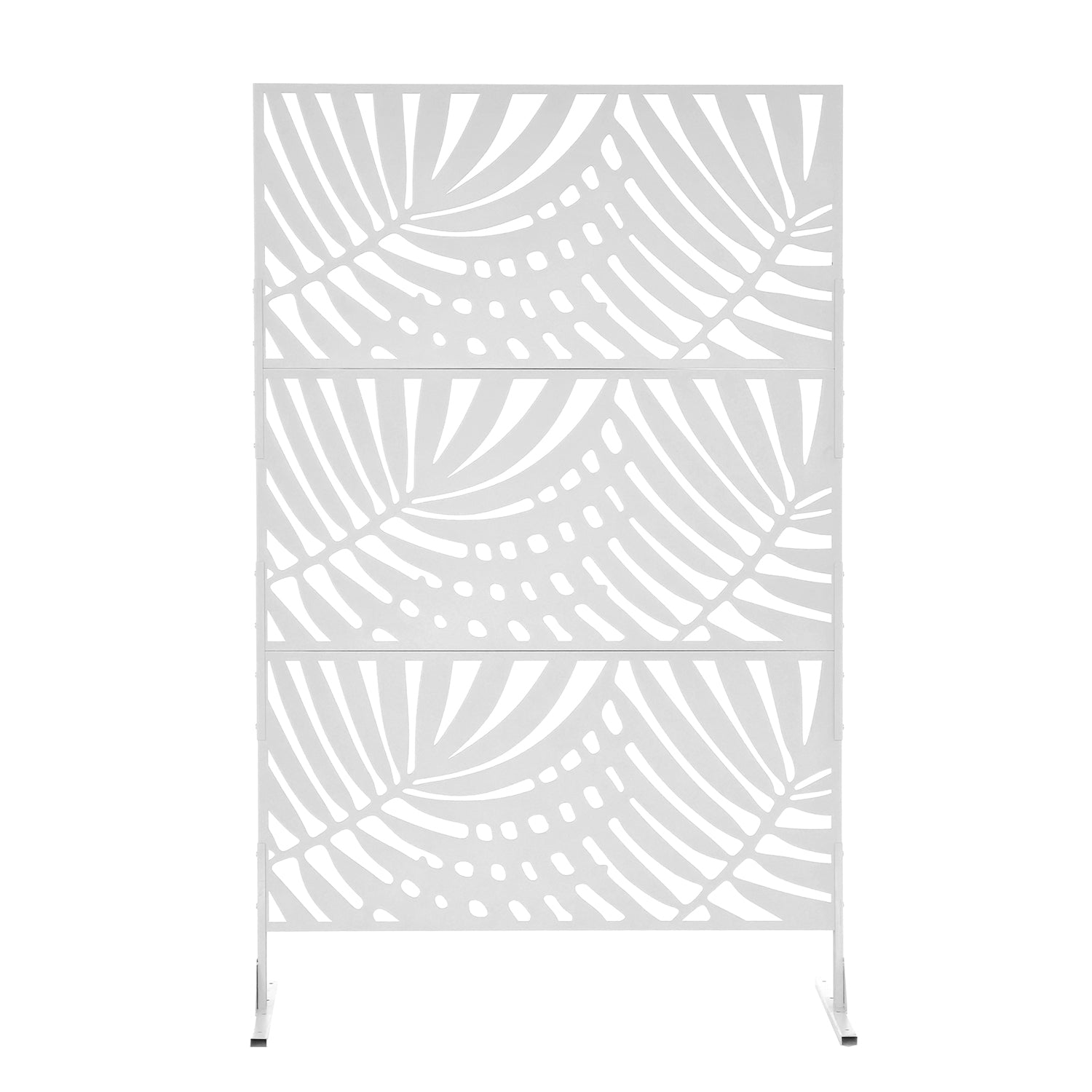 VESTIAMO CASA GIARDINO - Separé Rettangolare in Metallo Bianco con Decoro Foglie - h186x116x50 cm