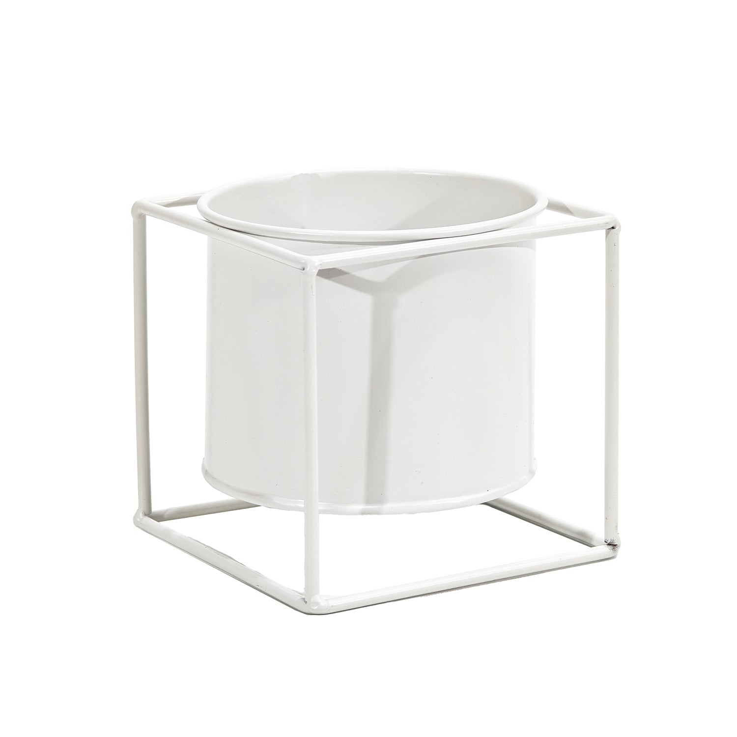 VESTIAMO CASA GIARDINO - Portavaso in Metallo Bianco h13x13x13 cm