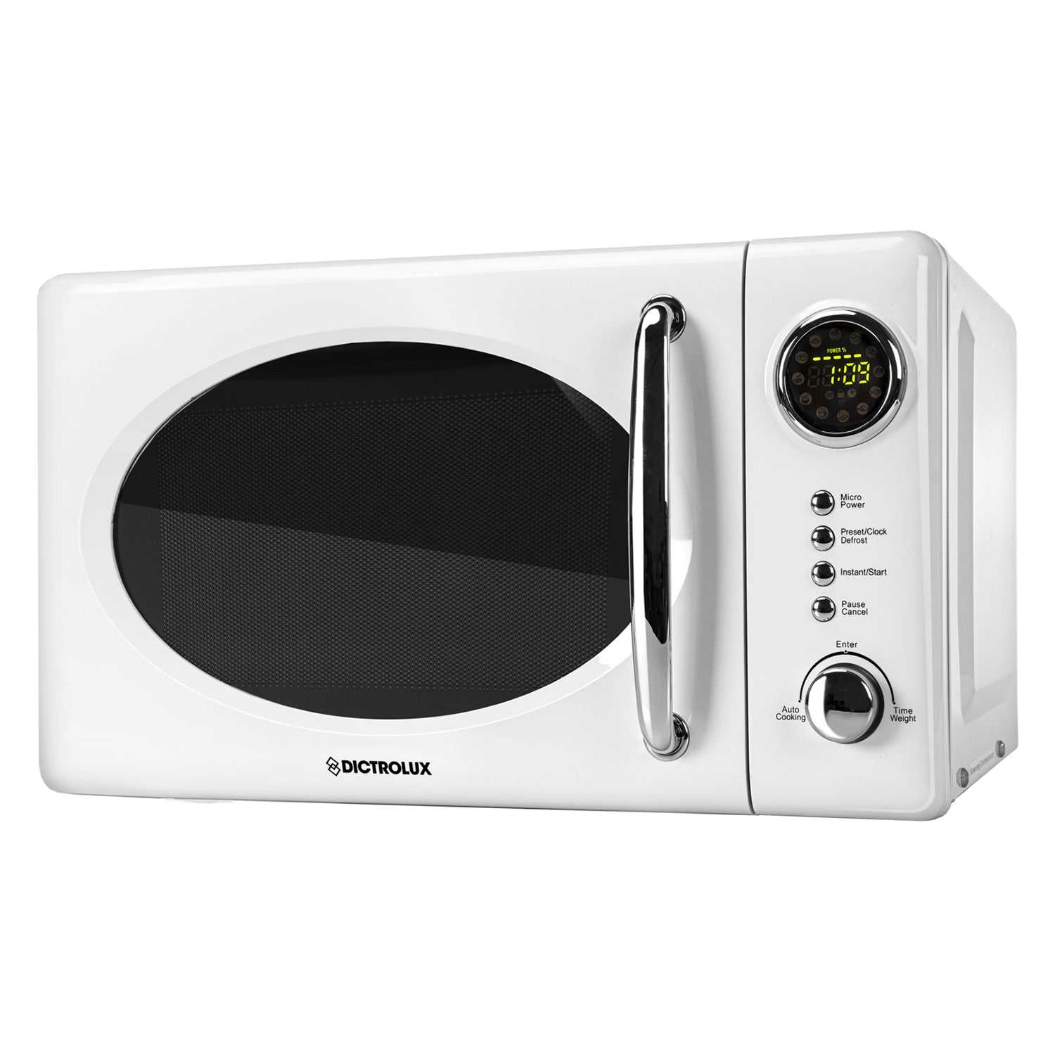 Wolkenstein Microonde Retro 20L 700W - Forno A Microonde Con Design Anni '50, 5 Livelli Di Potenza, 8 Programmi Automatici E Funzione Scongelamento, Piatto Girevole 24,5 Cm, Perfetto Per Cucine Retro