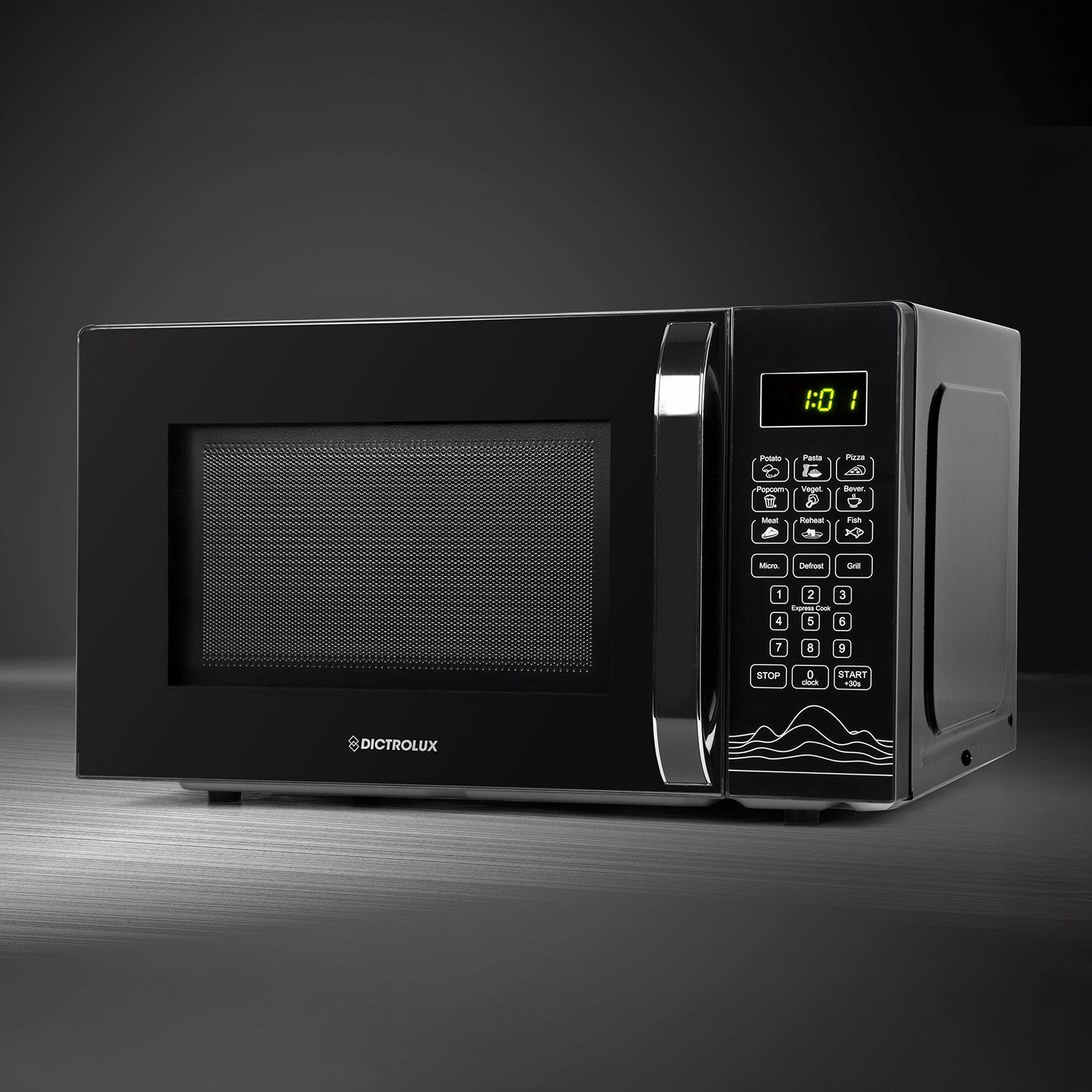 DICTROLUX - Forno Microonde Digitale con Grill 28 litri Cosmo Black 1200 Watt