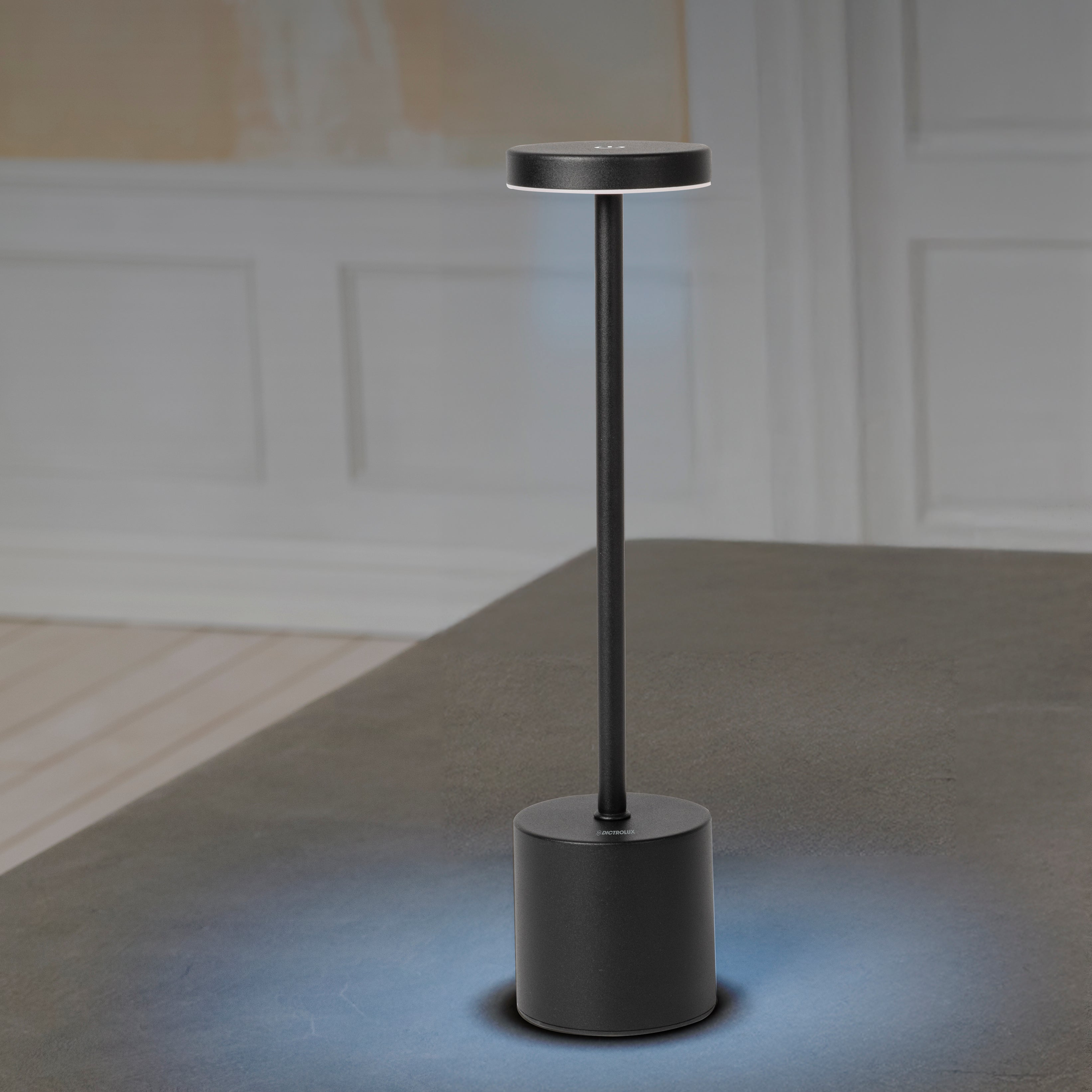 DICTROLUX - Lampada da tavolo a Led Touch Dimmerabile Ricaricabile Sotylia Black - h35 cm diametro 8 cm