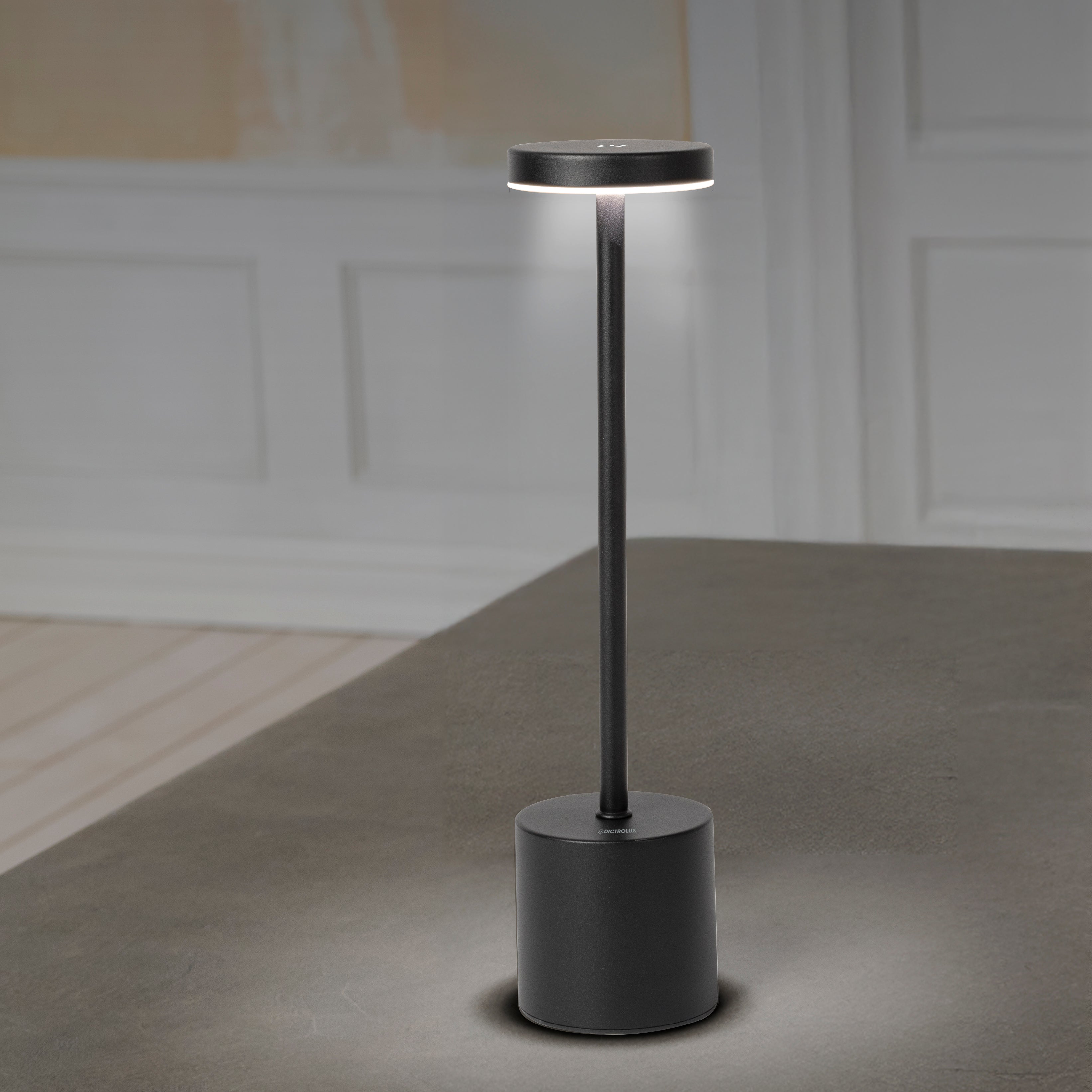 DICTROLUX - Lampada da tavolo a Led Touch Dimmerabile Ricaricabile Sotylia Black - h35 cm diametro 8 cm