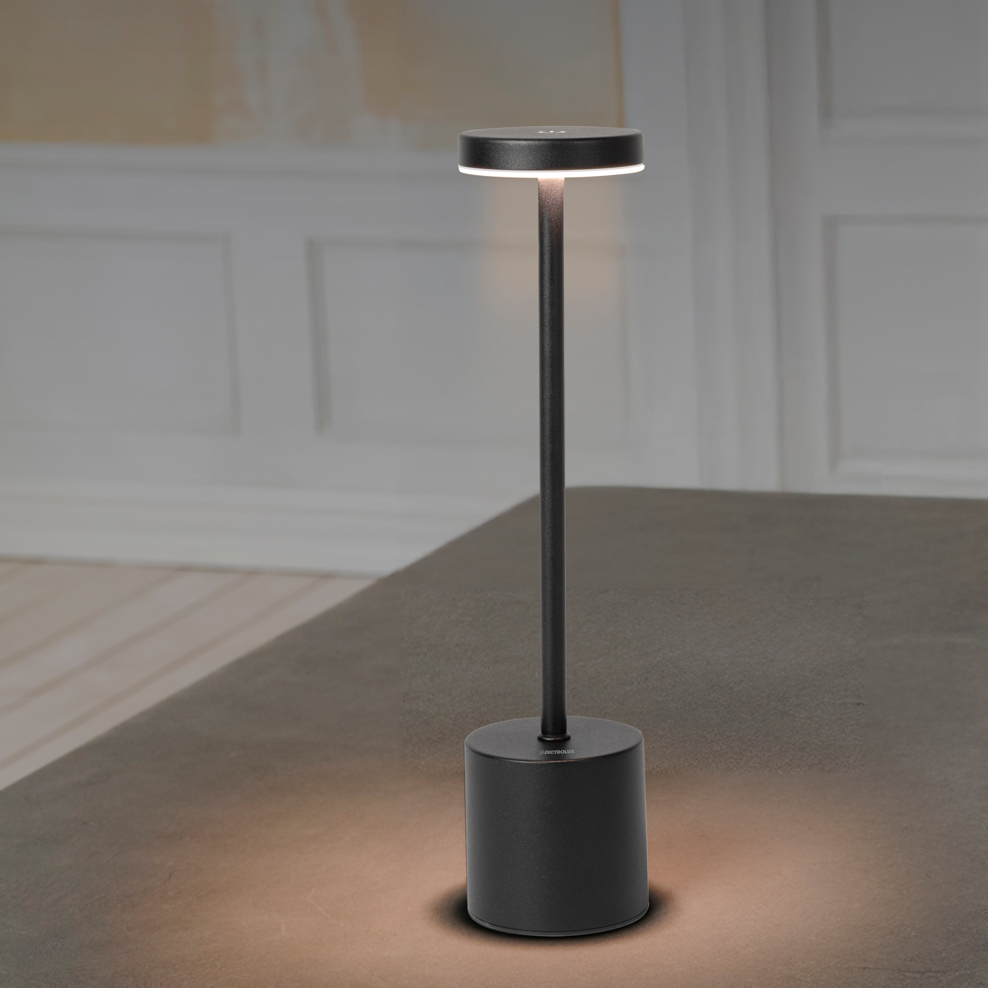 DICTROLUX - Lampada da tavolo a Led Touch Dimmerabile Ricaricabile Sotylia Black - h35 cm diametro 8 cm