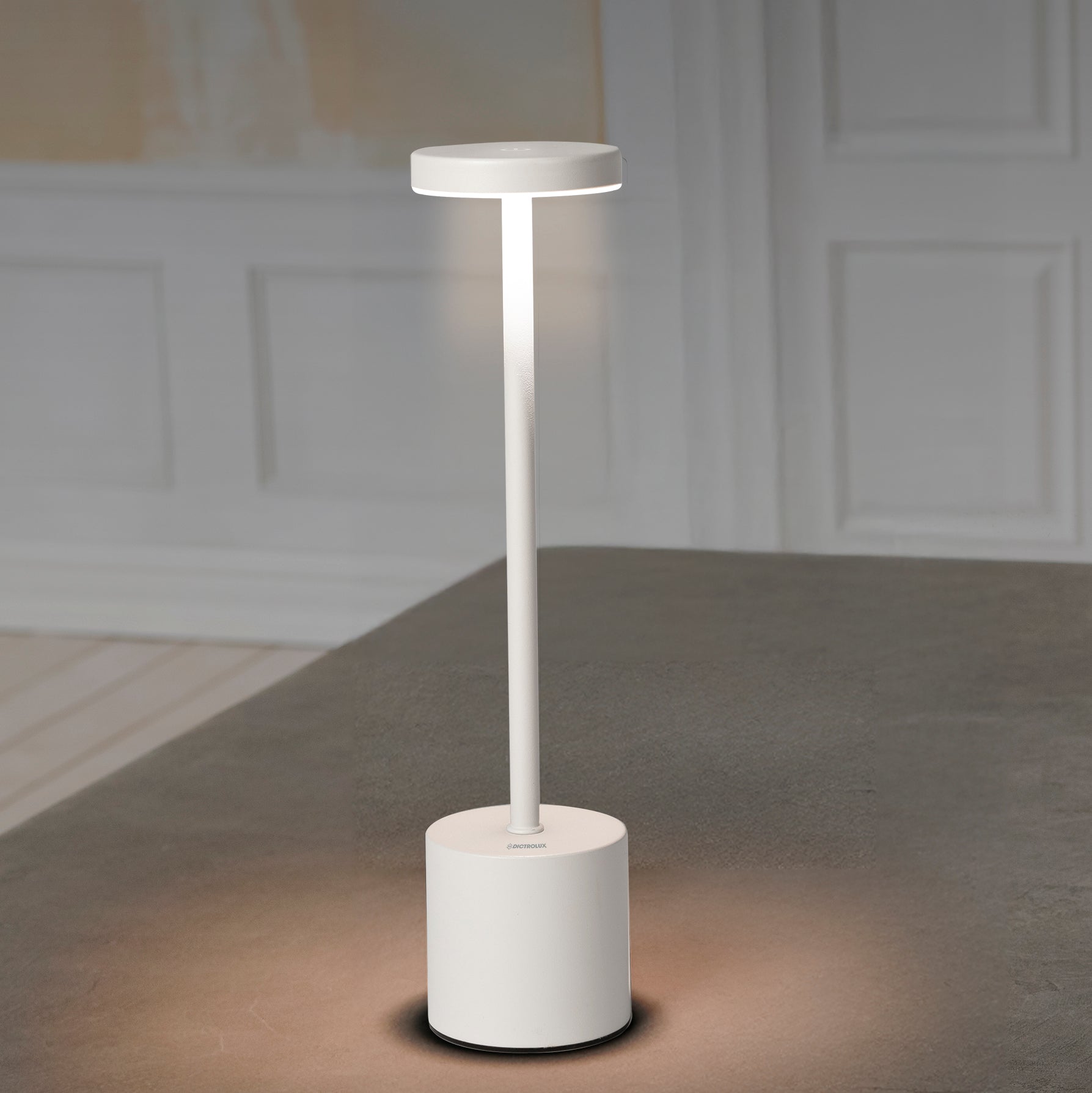 DICTROLUX - Lampada da tavolo a Led Touch Dimmerabile Ricaricabile Sotylia White - h35 cm diametro 8 cm